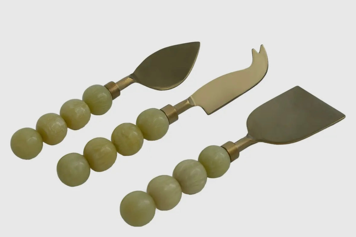 Bubble Cheese Knives Set of Three - Pistachio