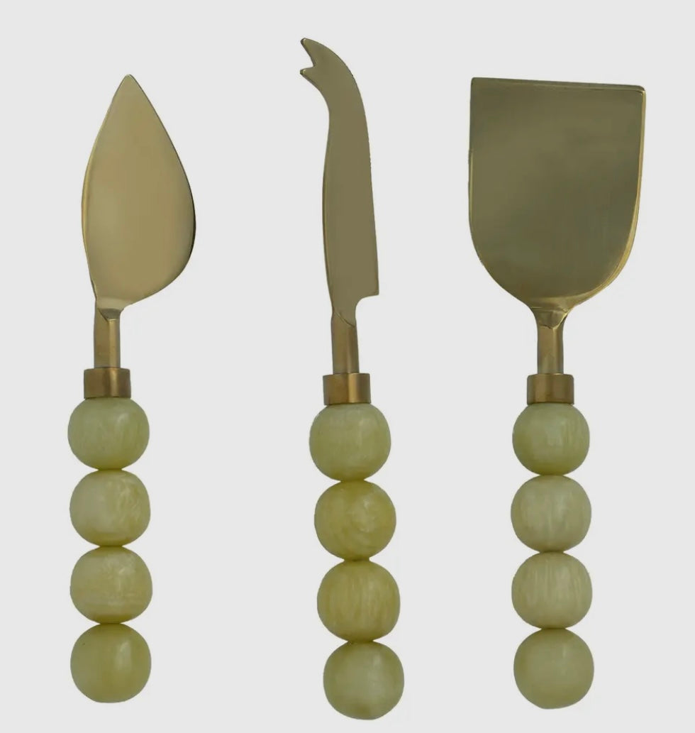 Bubble Cheese Knives Set of Three - Pistachio