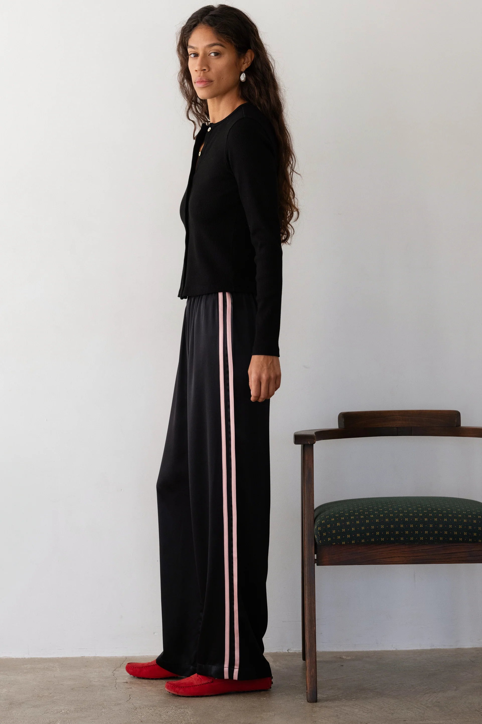 Donni Silk Stripe Simple Pant | Jet/Blossom