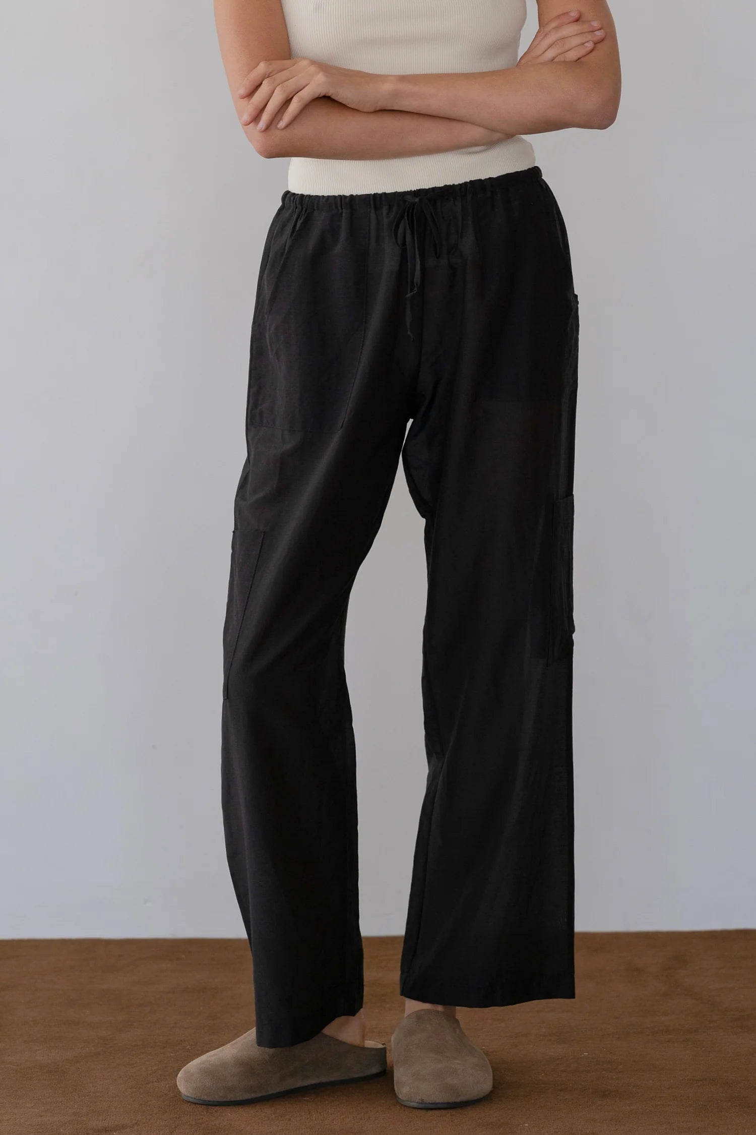 Donni |The Silk Cotton Sheer Cargo Pant | Jet