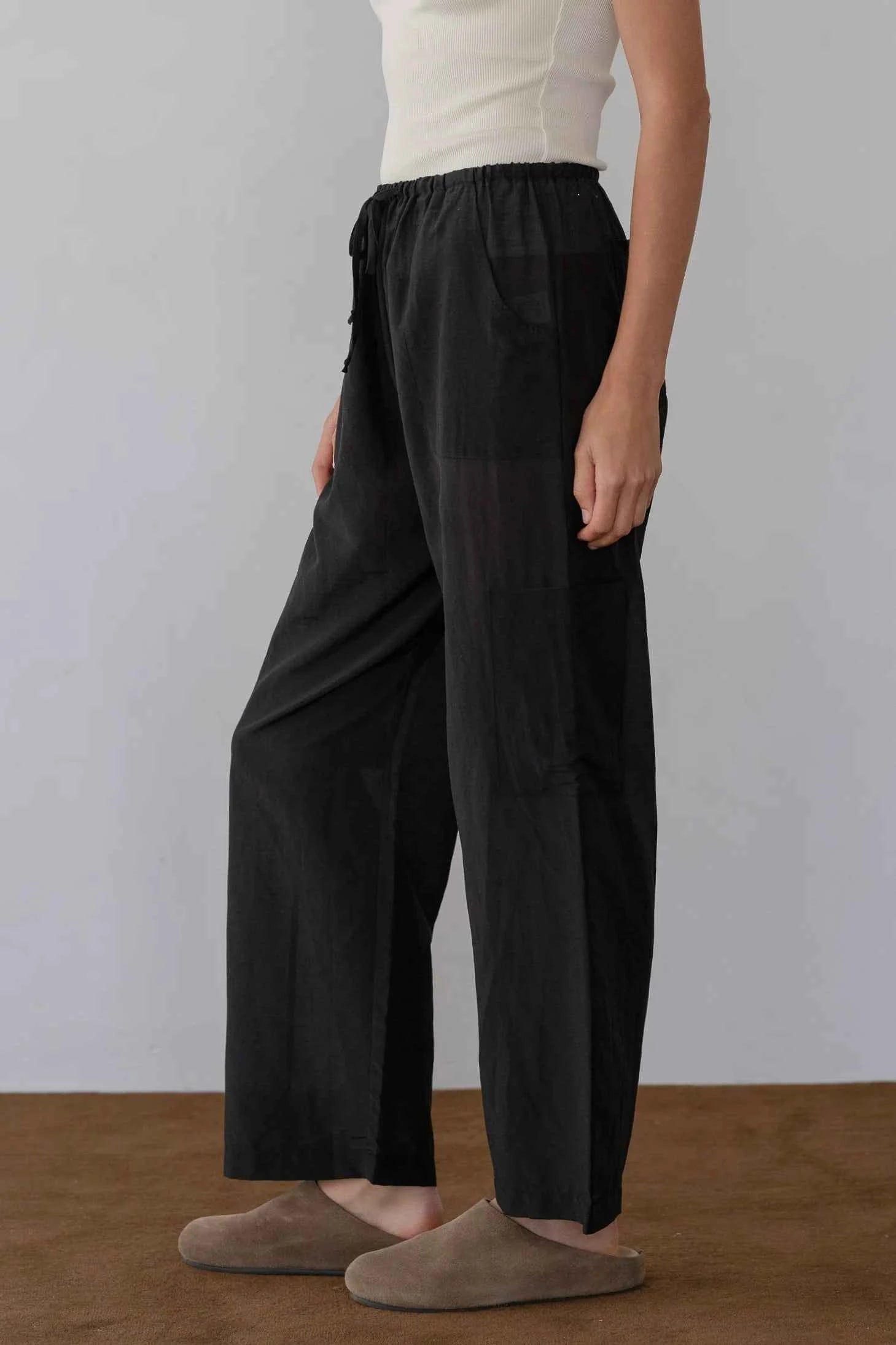 Donni |The Silk Cotton Sheer Cargo Pant | Jet