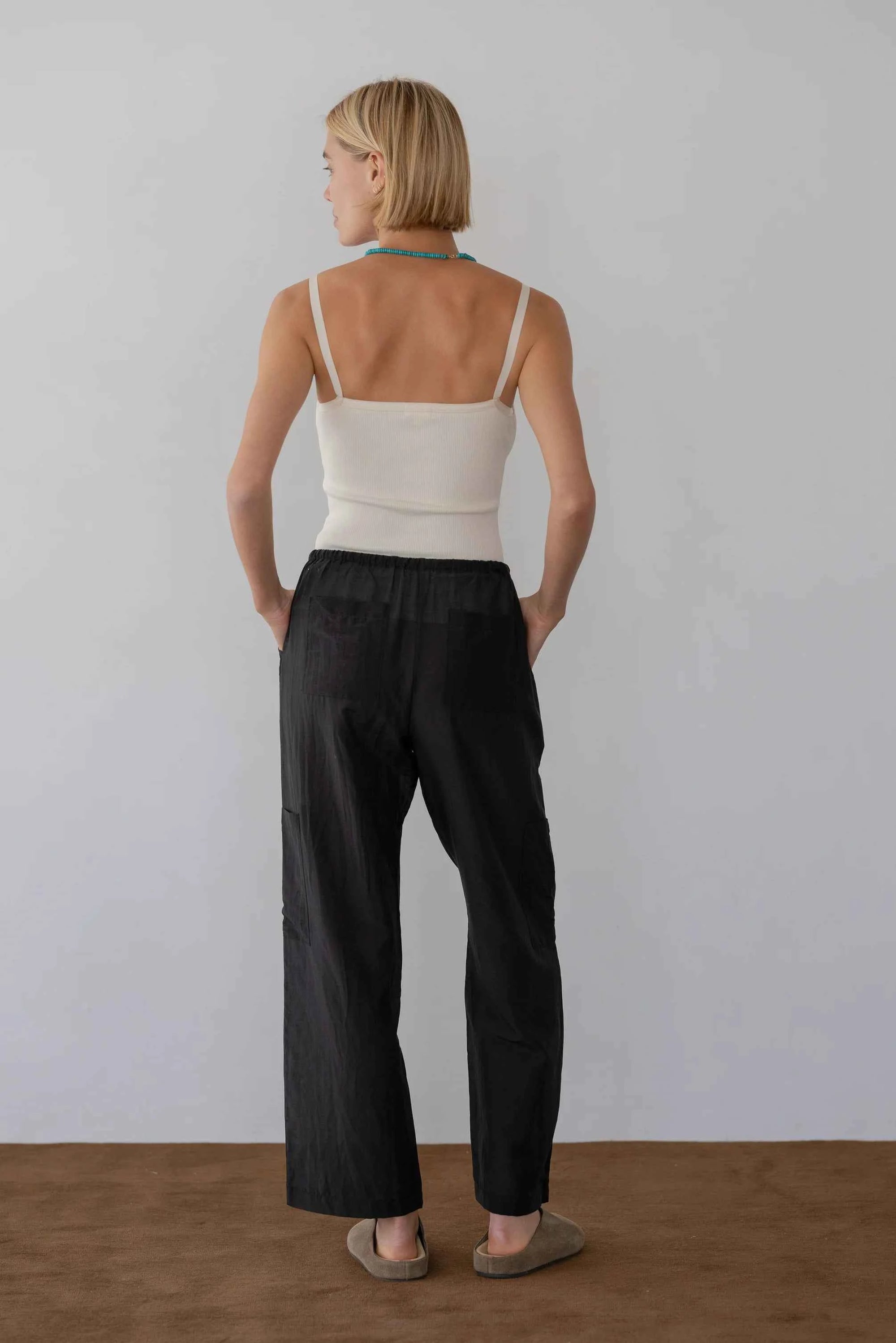 Donni |The Silk Cotton Sheer Cargo Pant | Jet