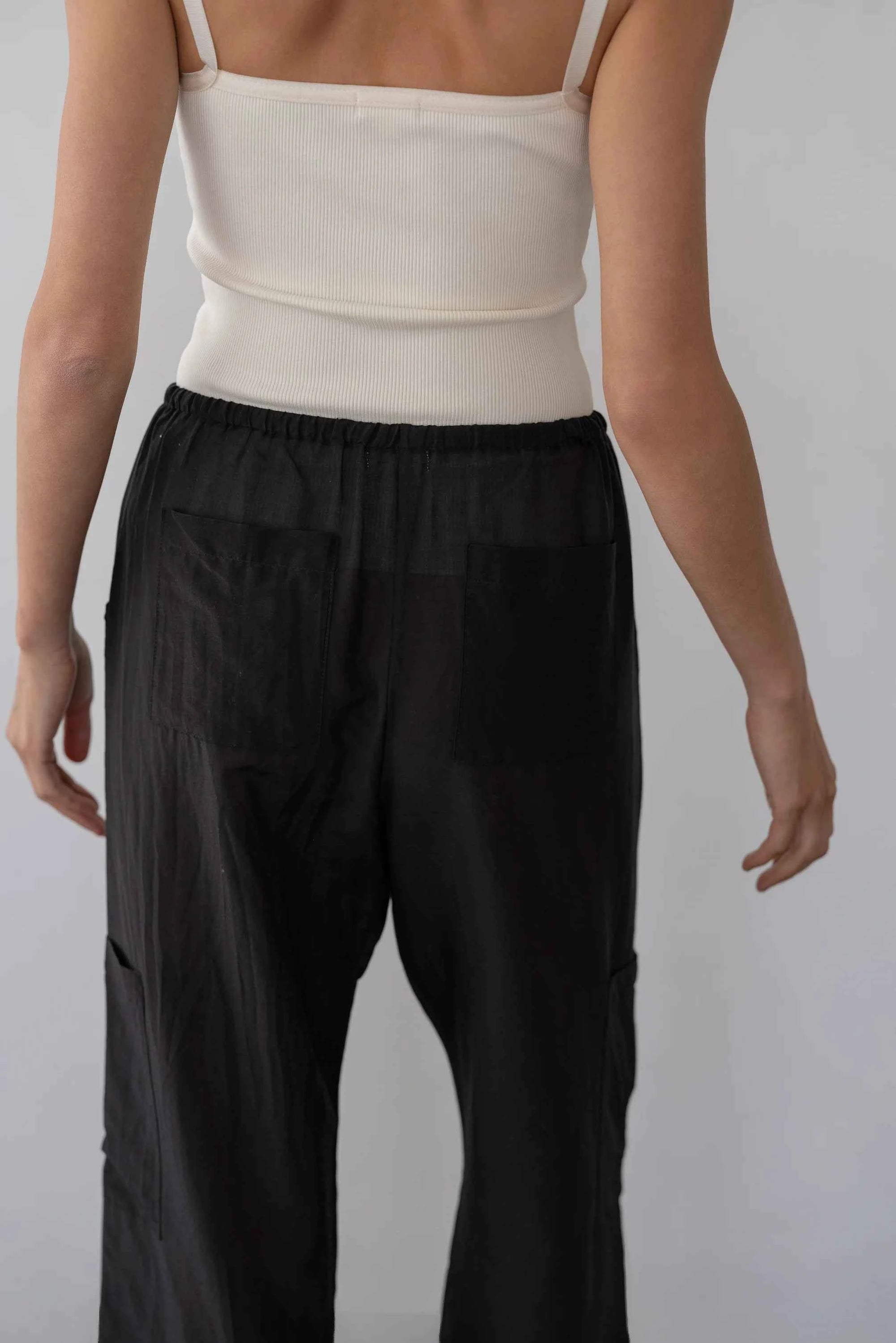 Donni |The Silk Cotton Sheer Cargo Pant | Jet