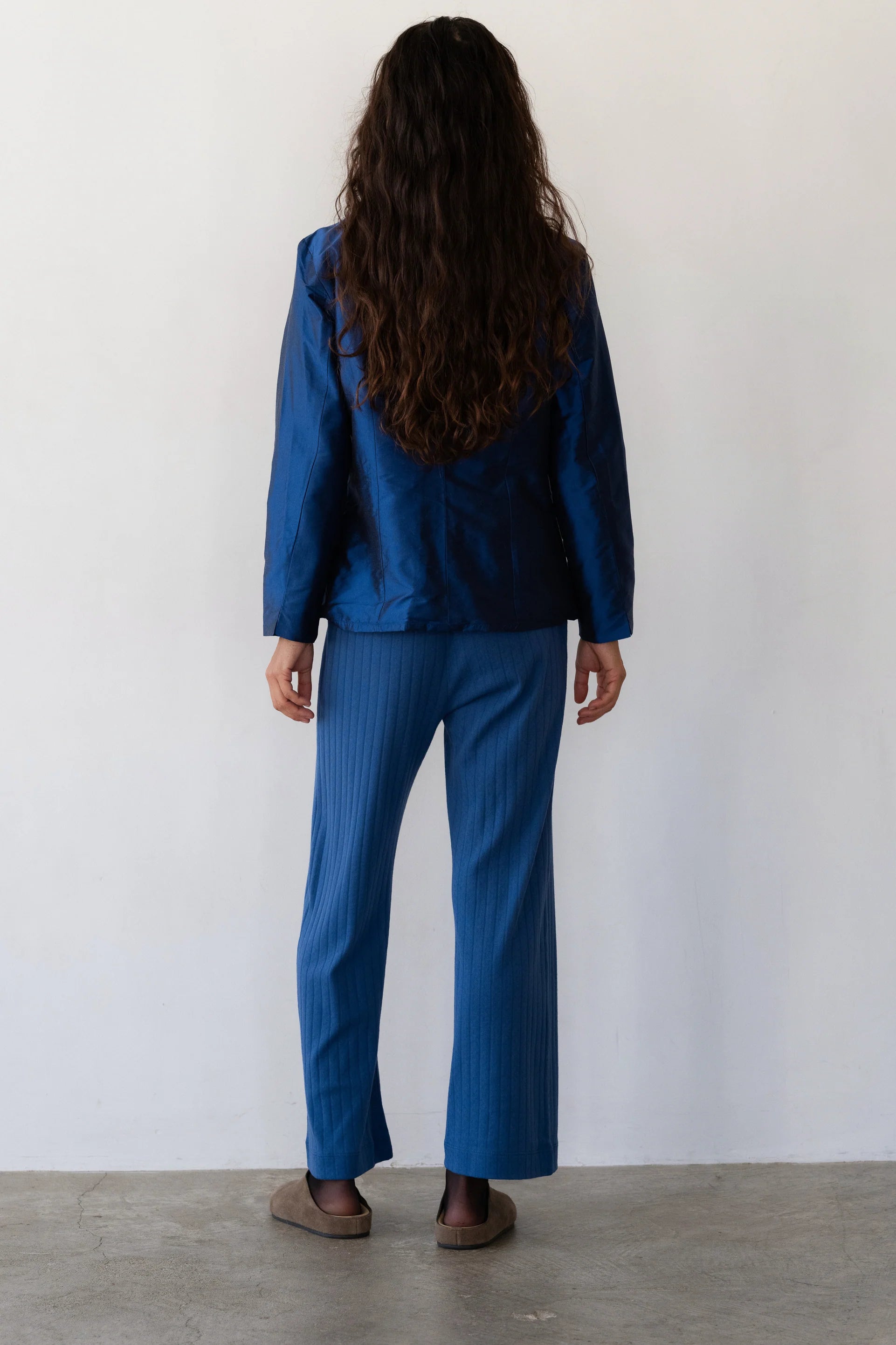 Donni Pointelle Simple Crop Pant | Blueberry