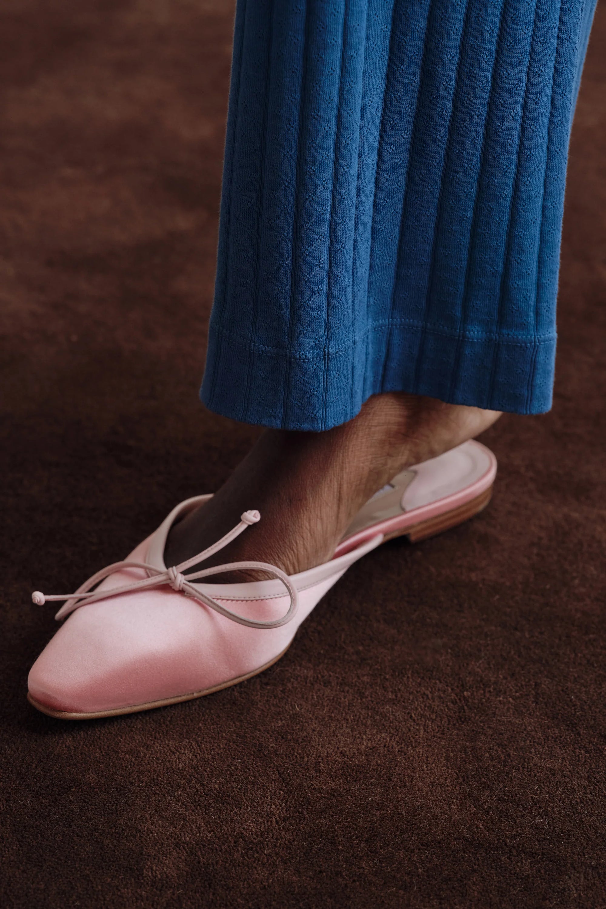 Donni Pointelle Simple Crop Pant | Blueberry