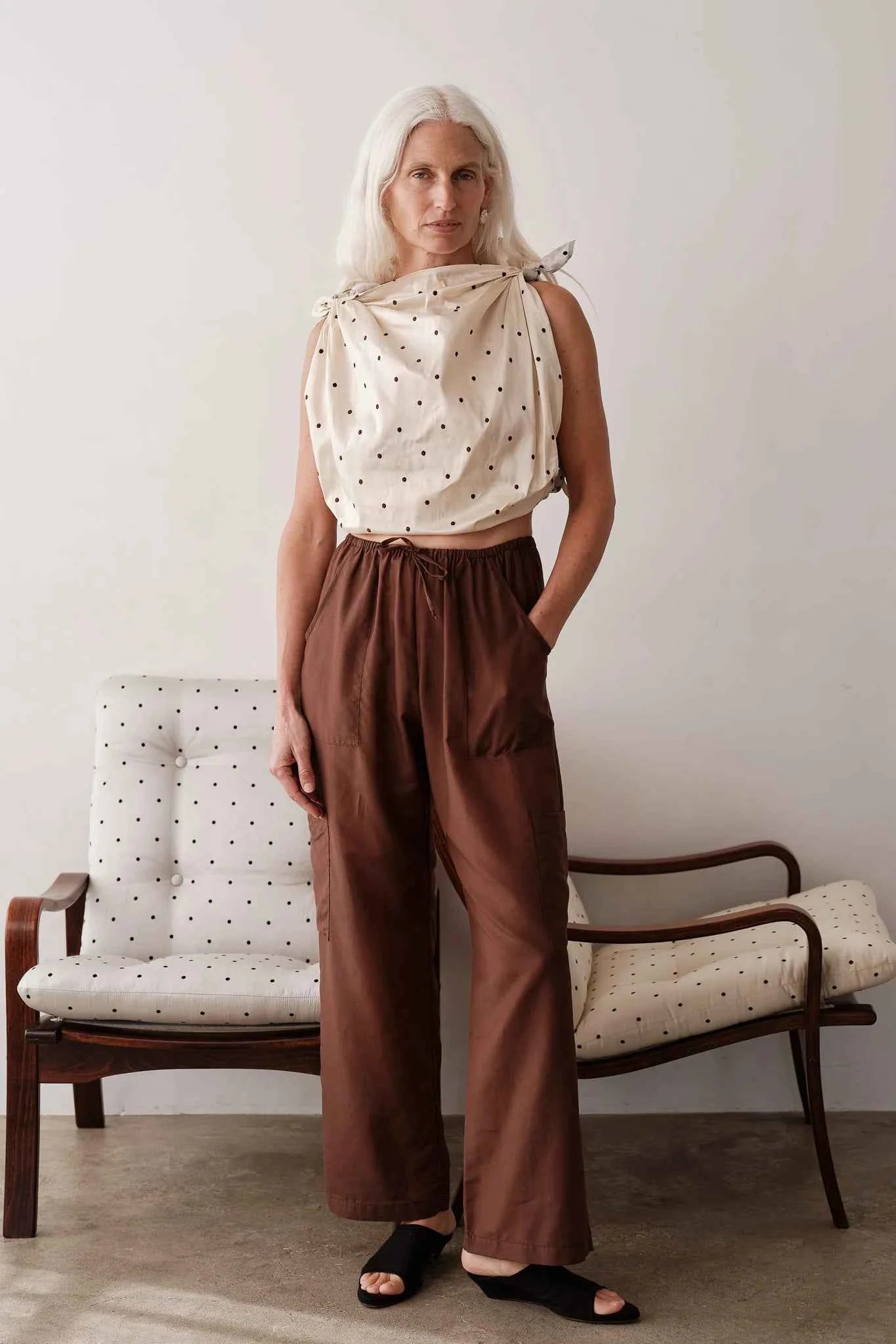 Donni |The Silk Cotton Sheer Cargo Pant | Walnut
