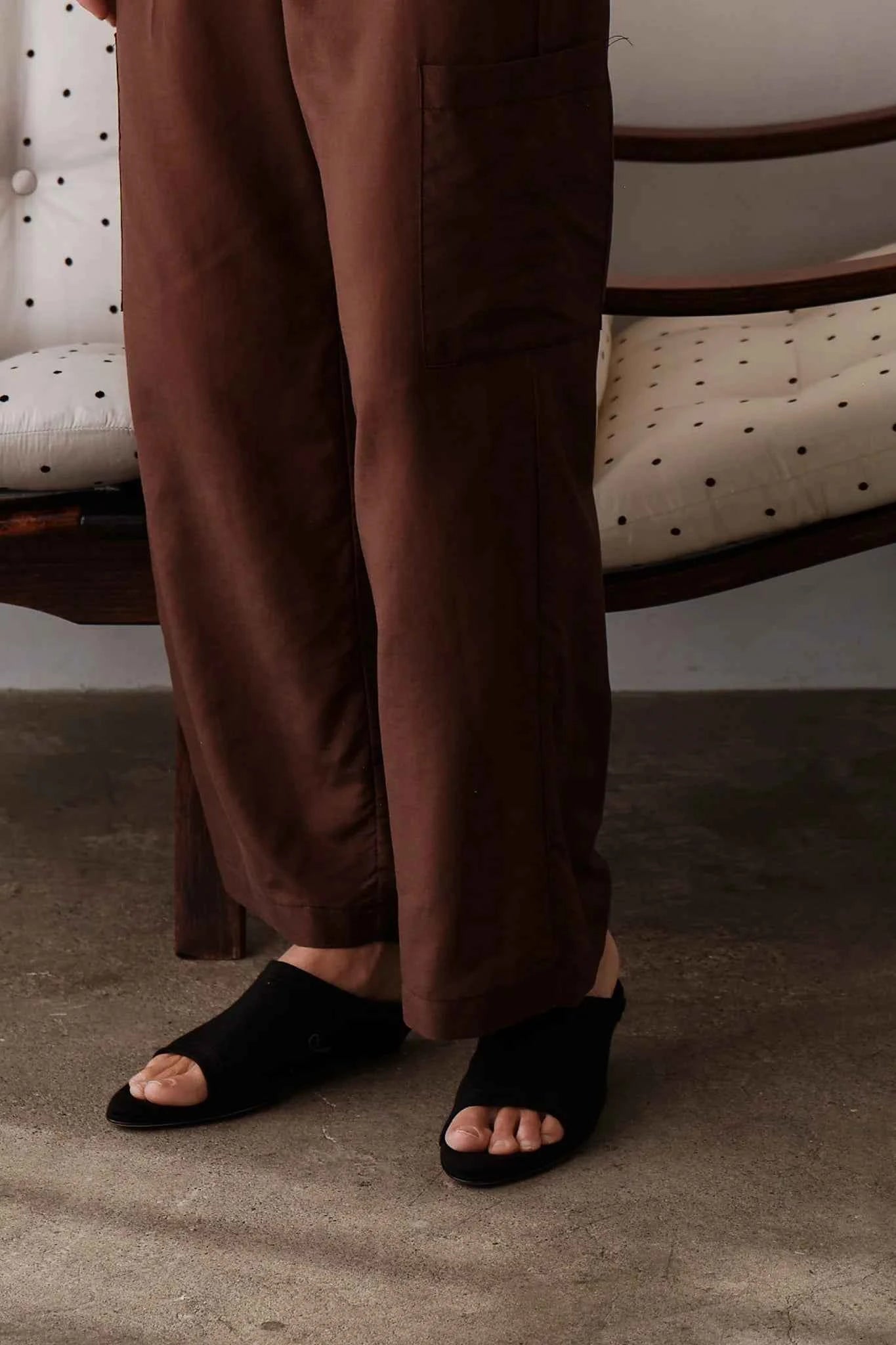 Donni |The Silk Cotton Sheer Cargo Pant | Walnut