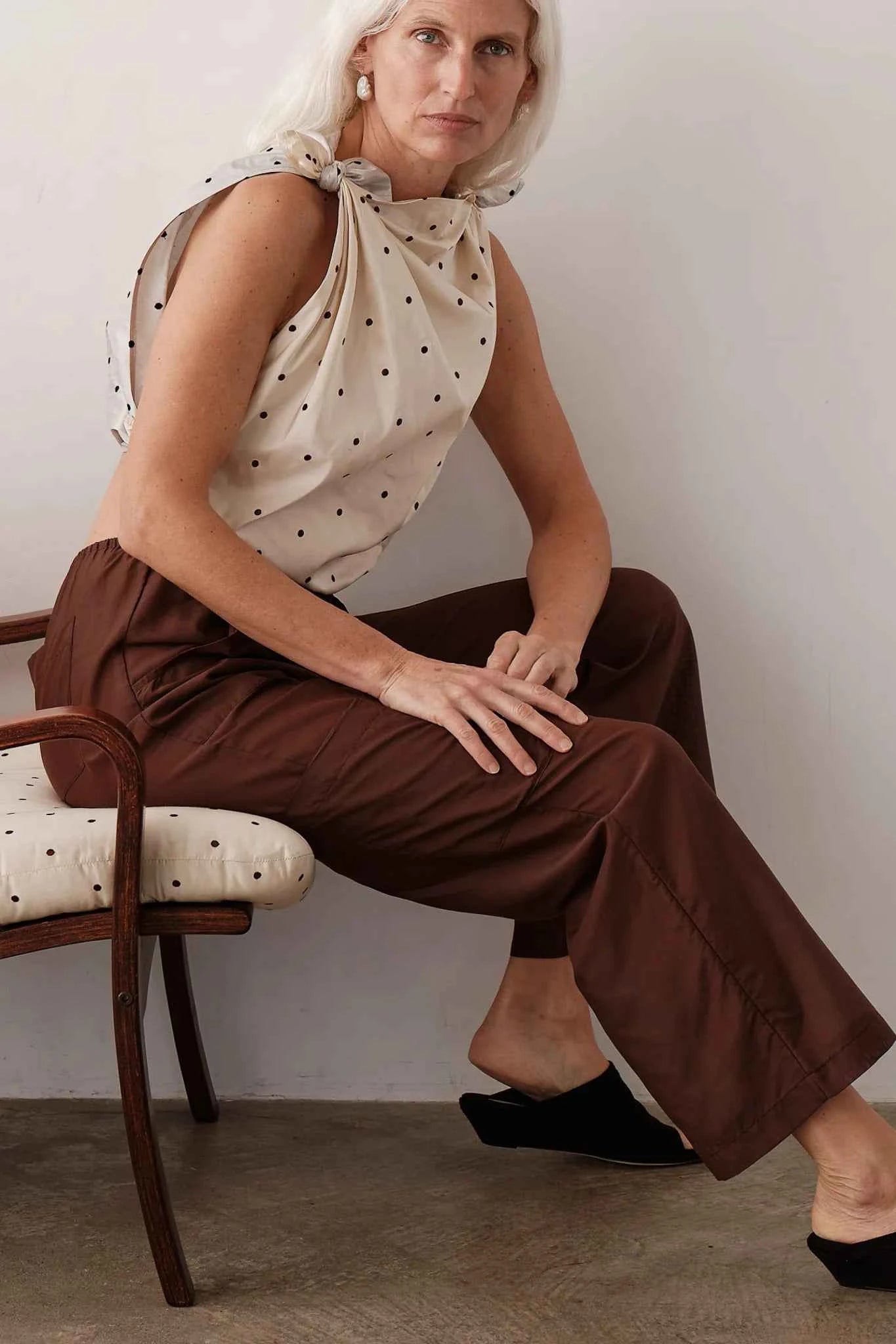 Donni |The Silk Cotton Sheer Cargo Pant | Walnut