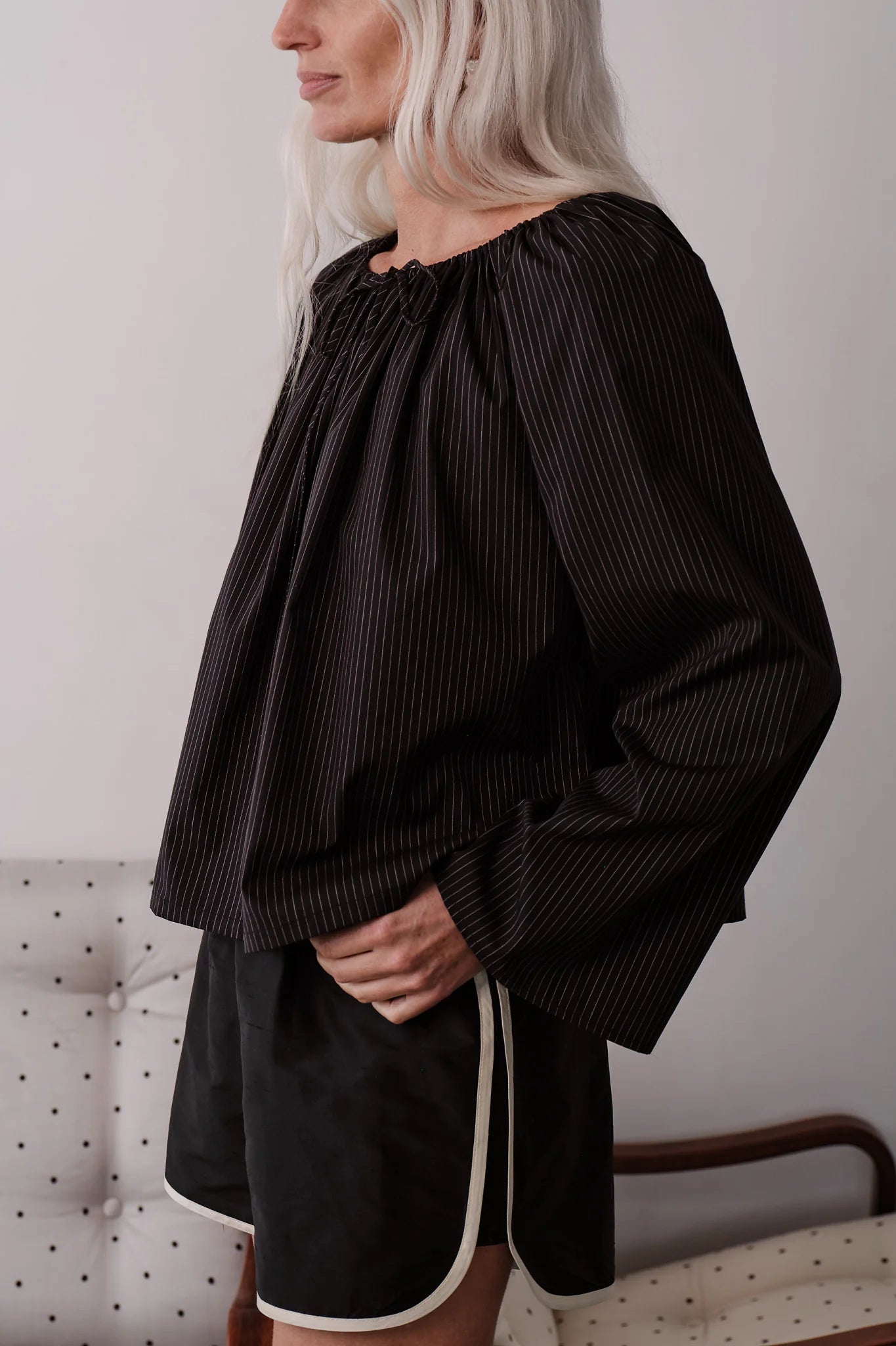 Donni |The Silk Taffeta Racer Stripe Short | Jet