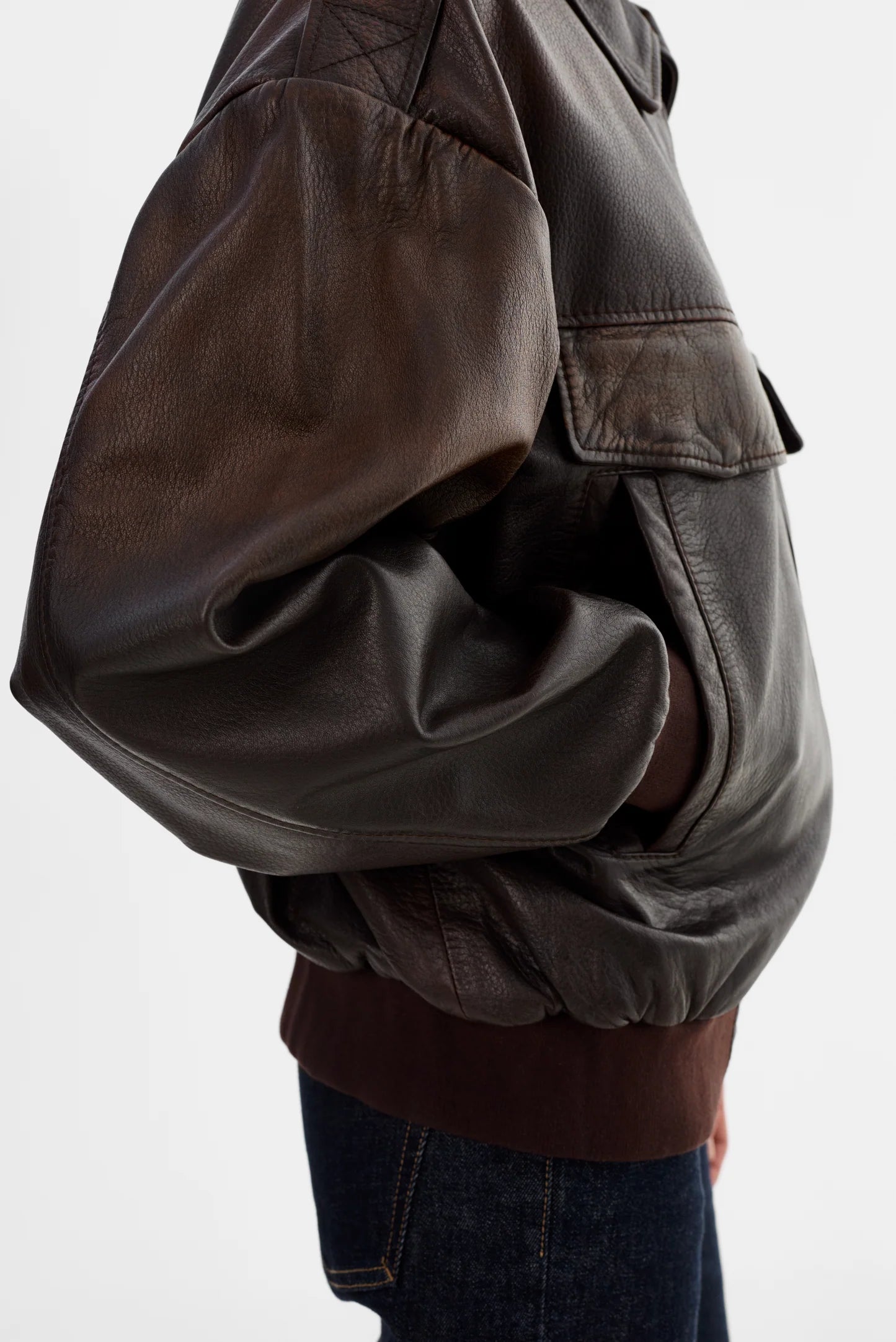 Lamarque Leather Bomber | Rub off Brown