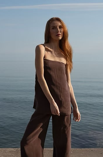 Modern Sunday | Cupro Slit Tank | Espresso