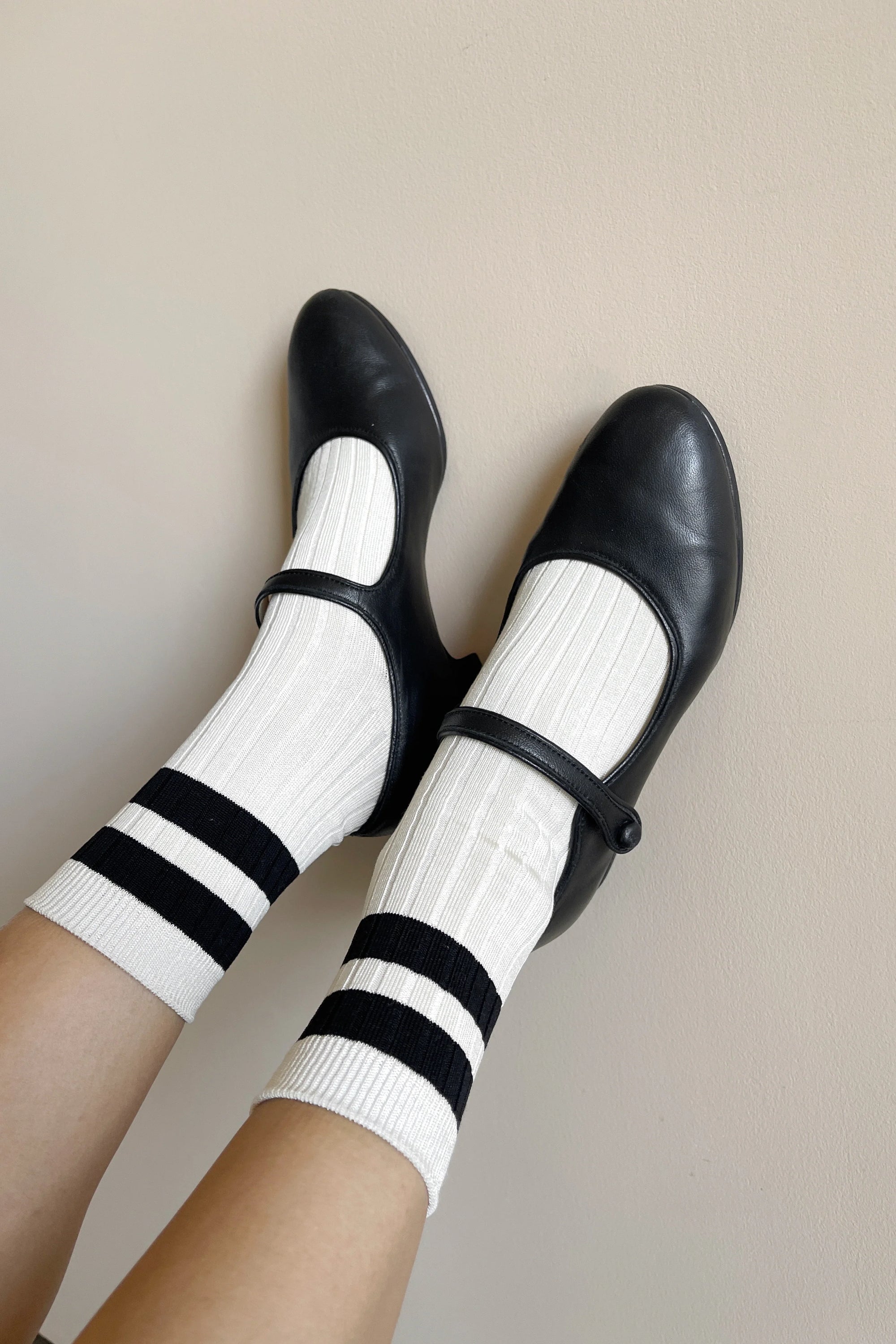Le Bon Shoppe | Her Varsity Sock| Cream Black