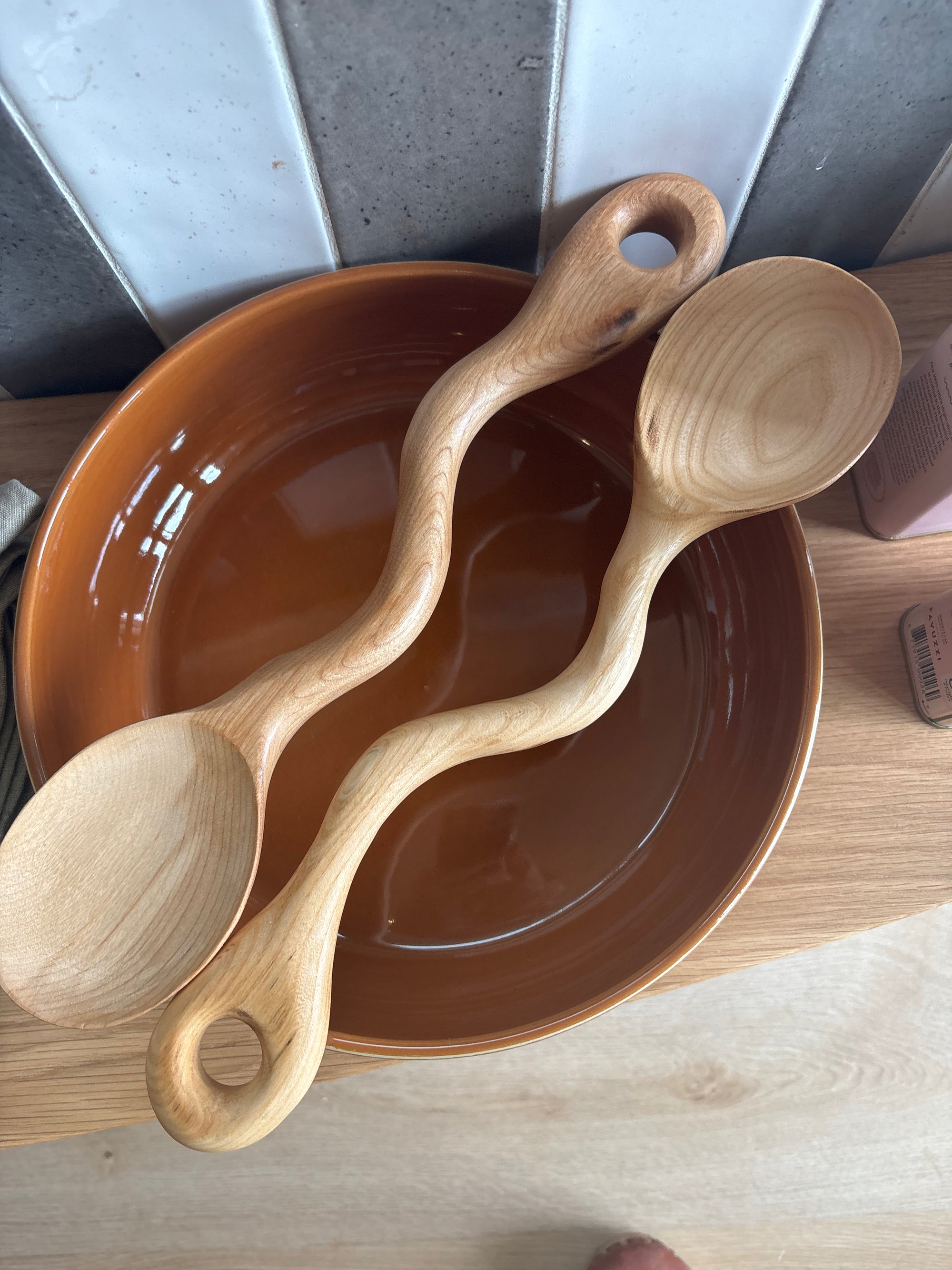 Steelwood Designs | Loopy Serving Spoons | Oak