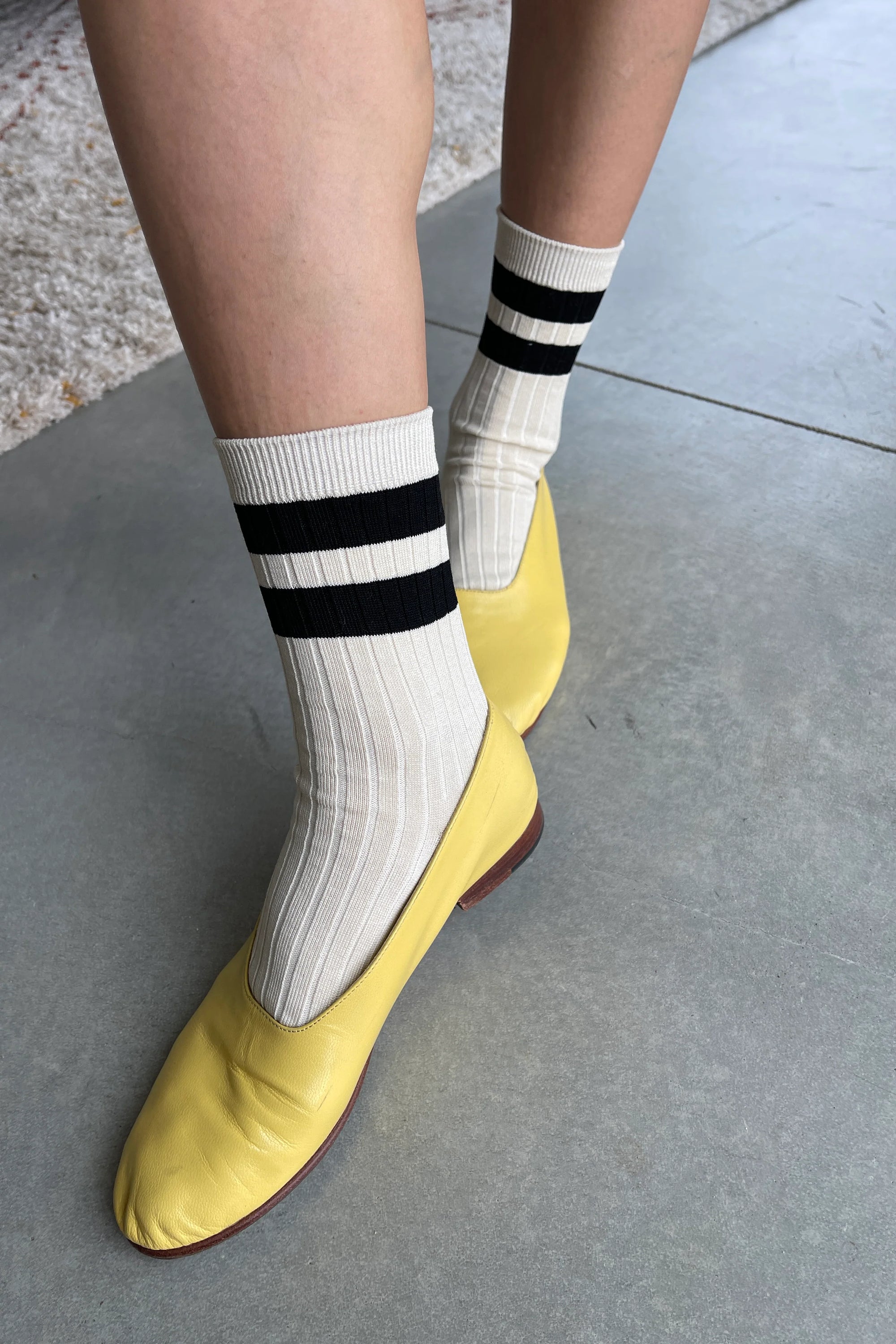 Le Bon Shoppe | Her Varsity Sock| Cream Black