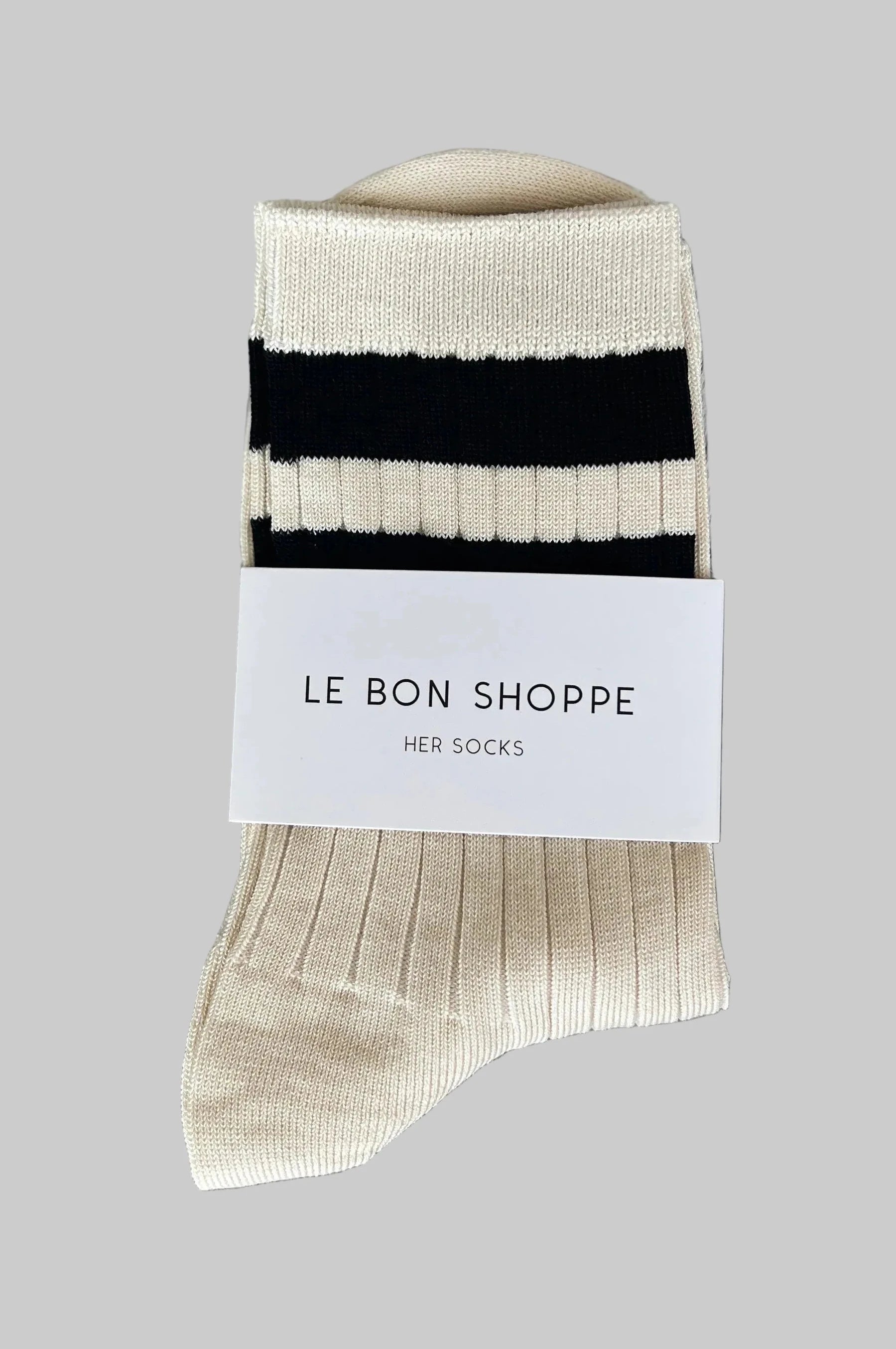 Le Bon Shoppe | Her Varsity Sock| Cream Black