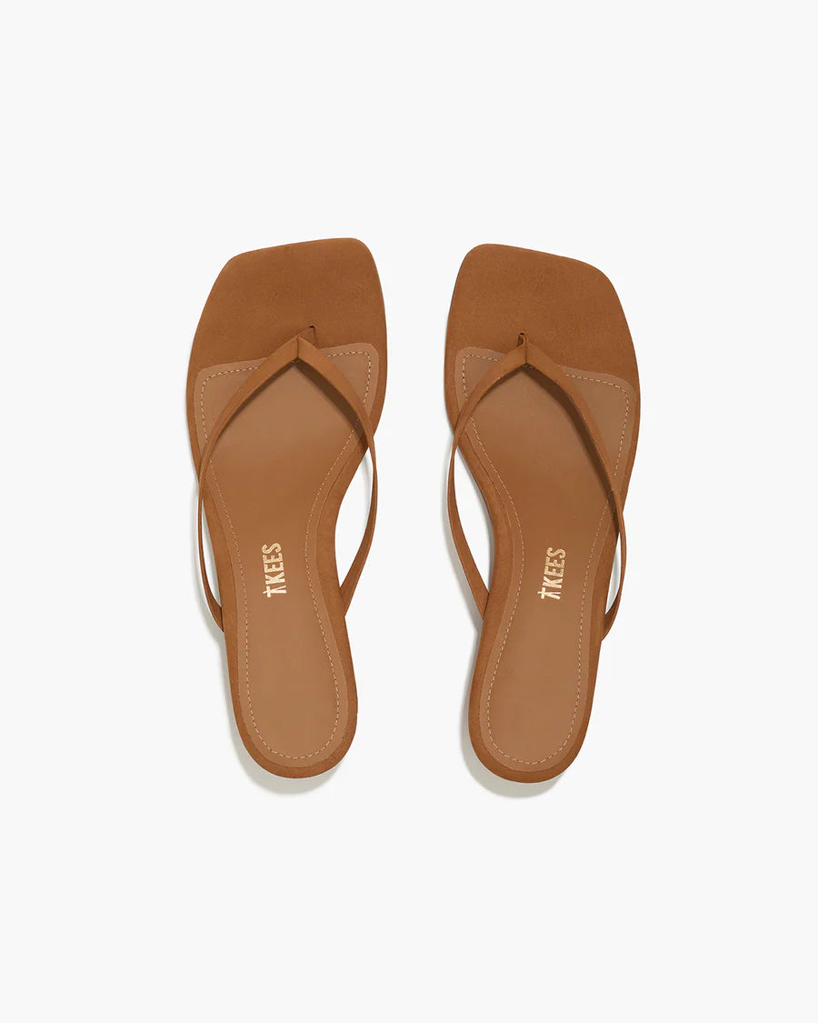 TKEES | Square Toe Julia Kitten Heel | Camel Suede