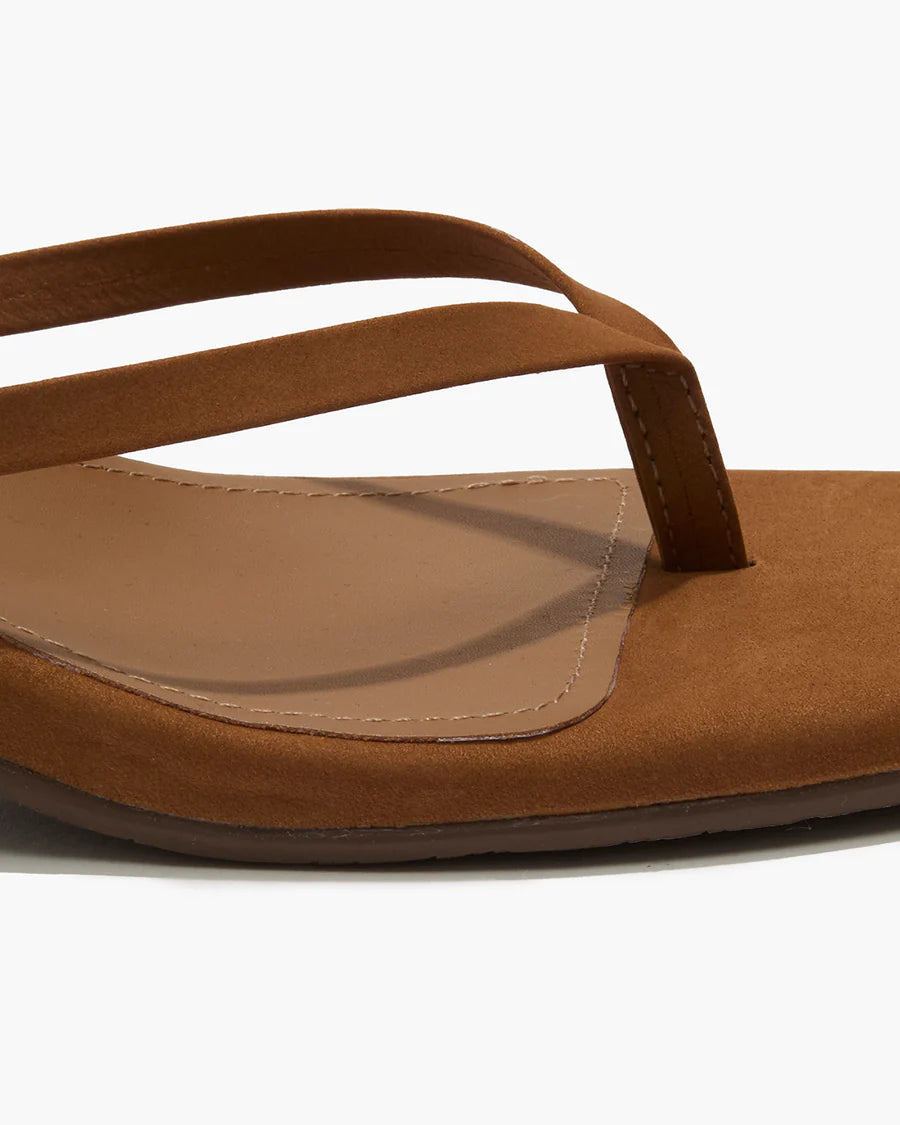 TKEES | Square Toe Julia Kitten Heel | Camel Suede