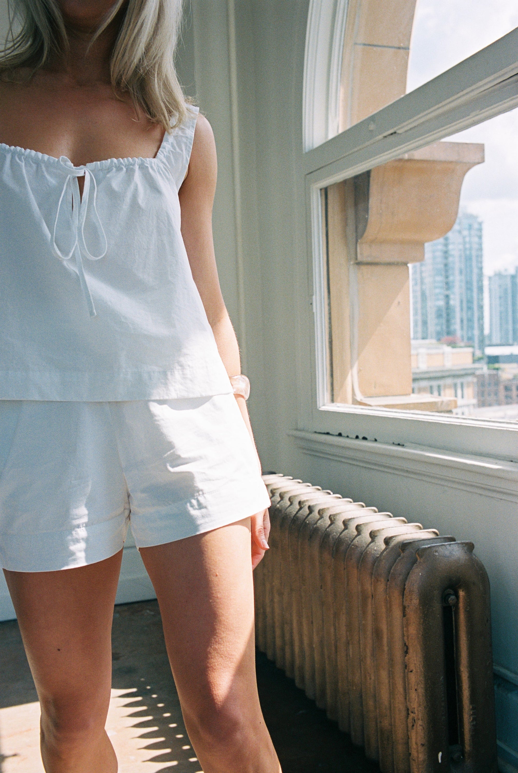 Volay | Tie Front Top | White