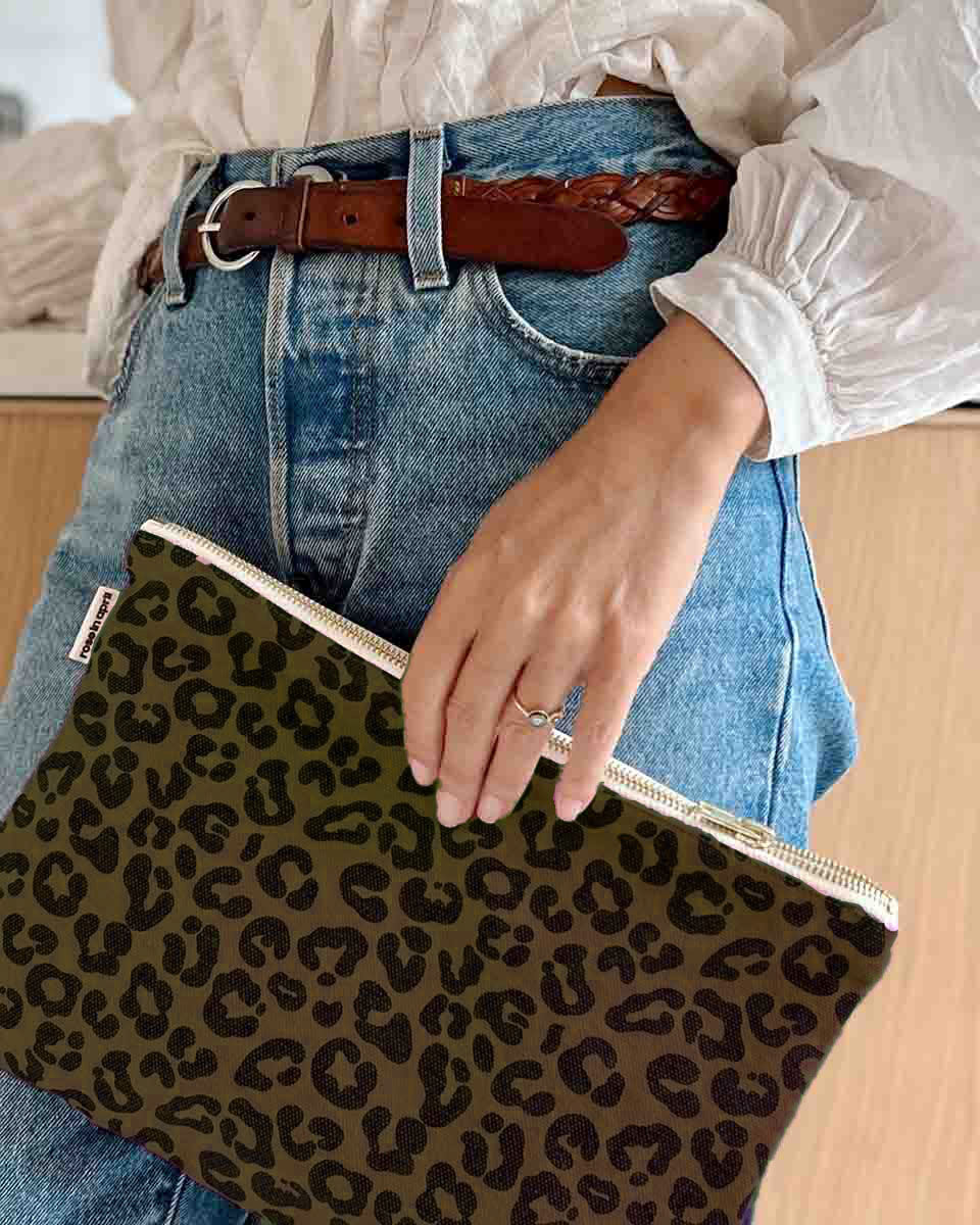 The Big Pouch | Olive Leopard