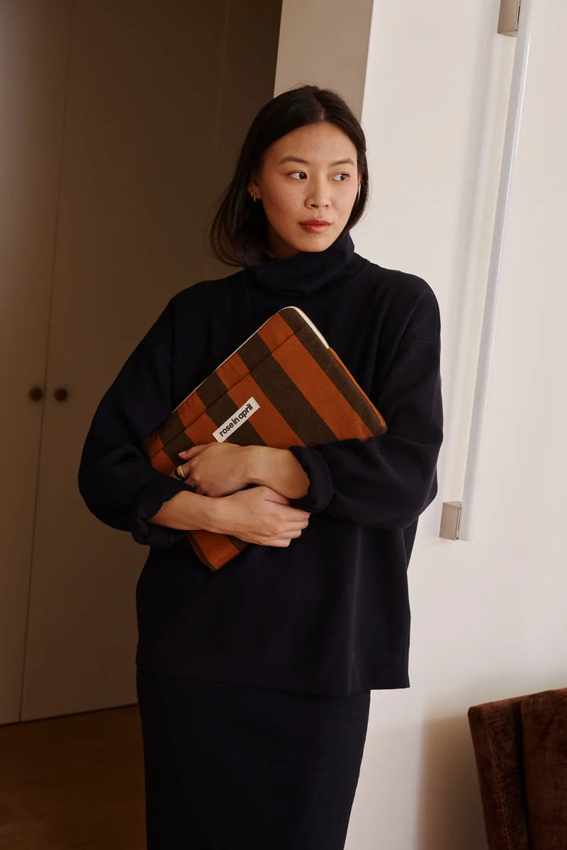 The Laptop Sleeve | Pecan Night Big Stripe