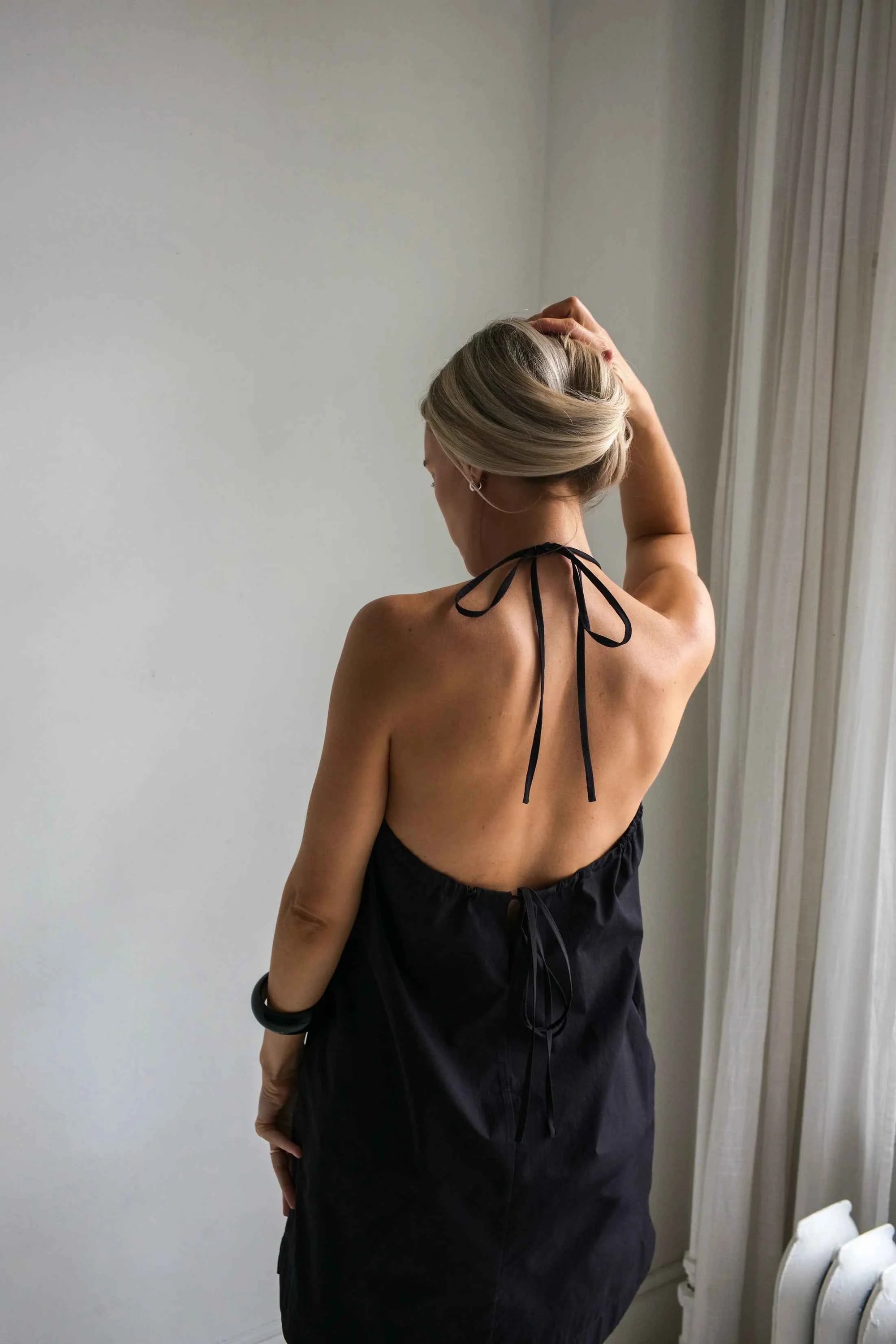 Volay | The Tie Back Halter Dress | Navy