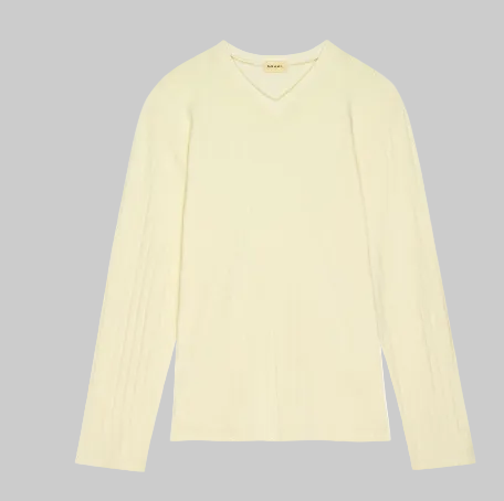 Donni Pointelle V Neck Long Sleeve | Creme