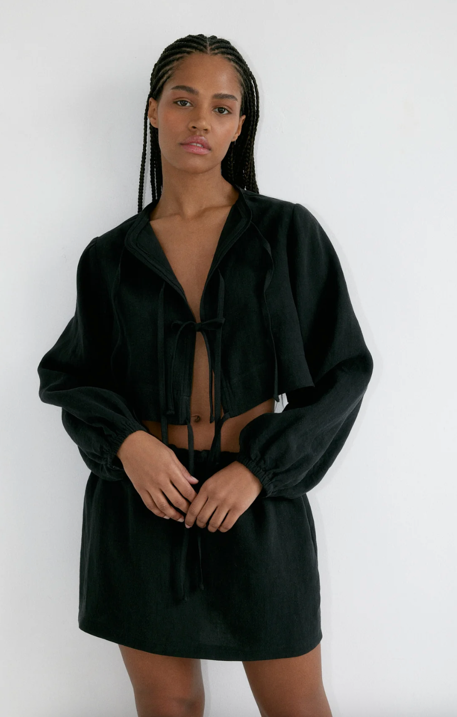 Bohème Linen Tie Top | Black