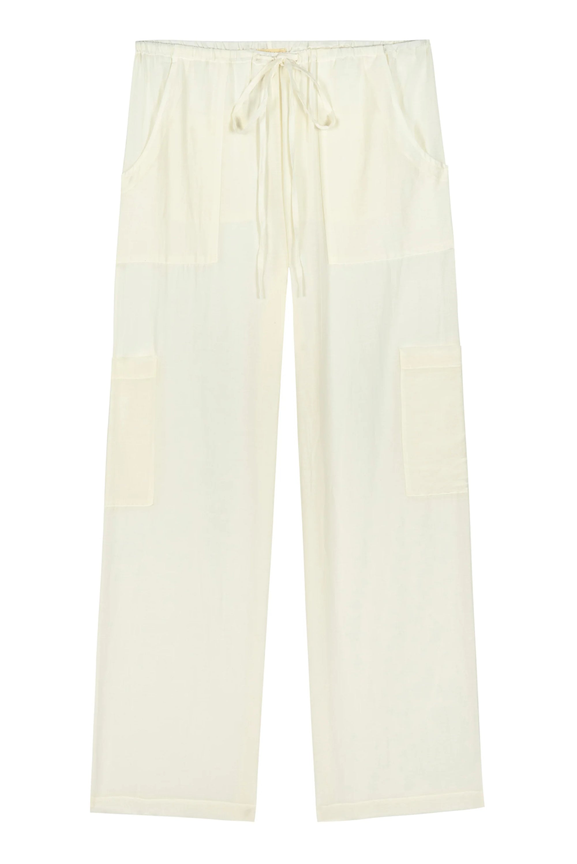 Donni |The Silk Cotton Sheer Cargo Pant | Creme