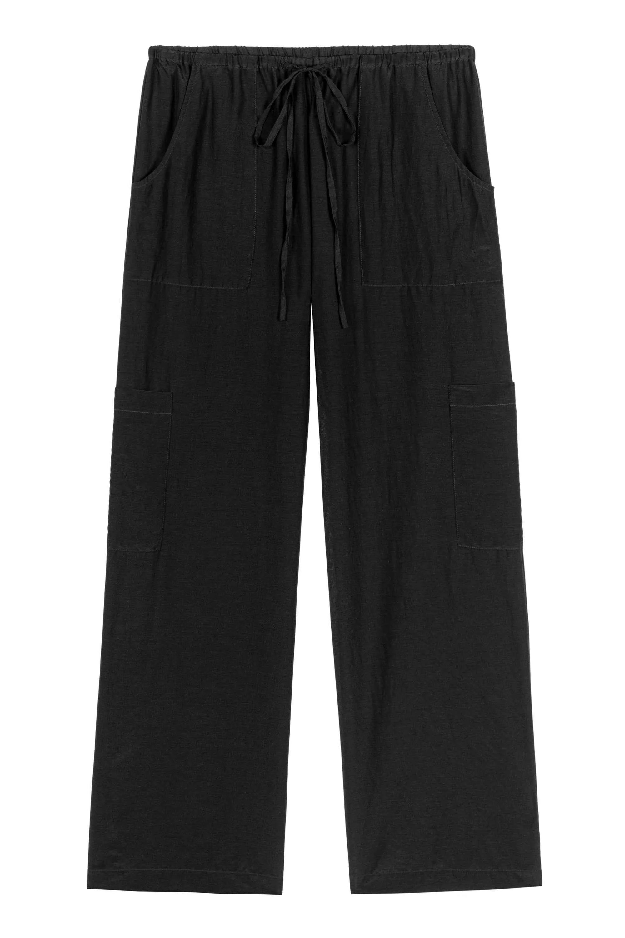 Donni |The Silk Cotton Sheer Cargo Pant | Jet