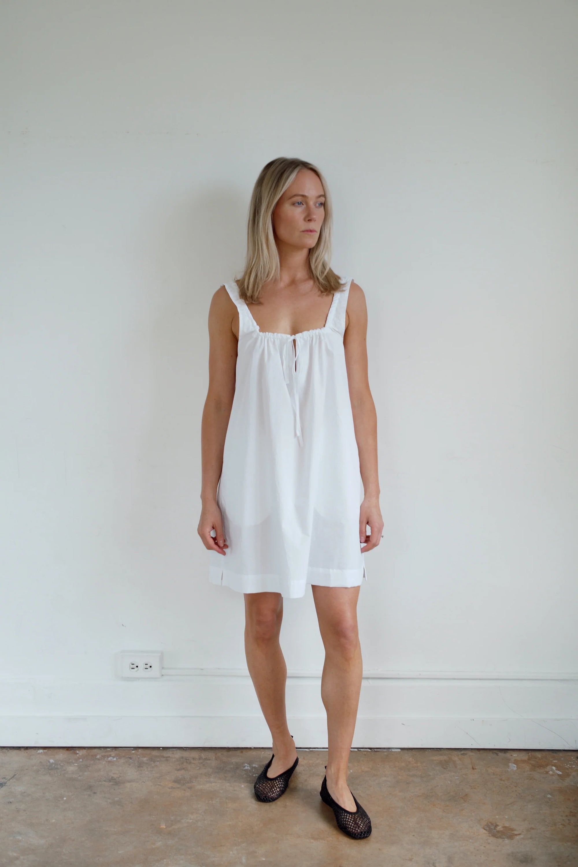 white tie front dress Volay | Tie Front Dress | White