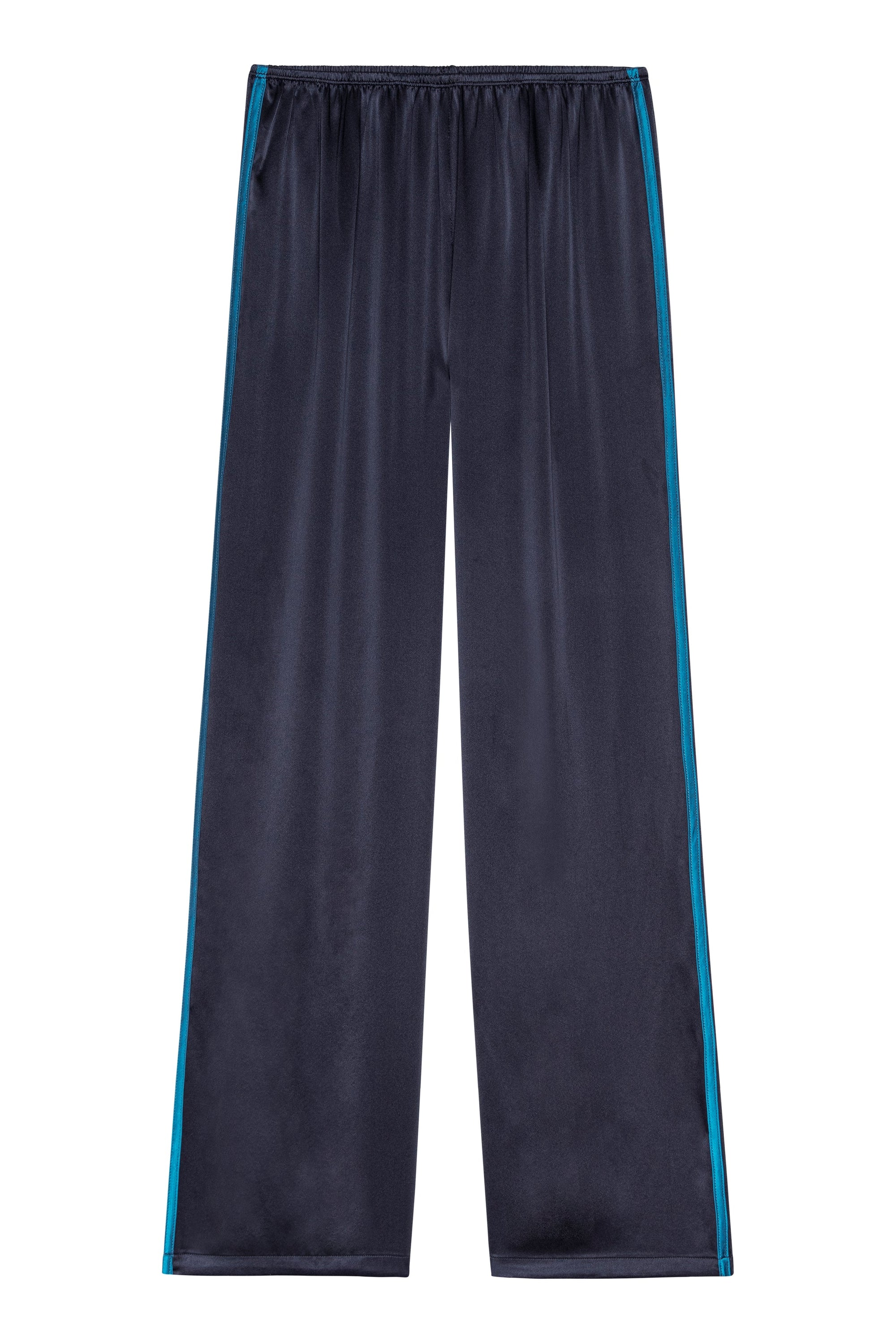 Donni Silk Stripe Simple Pant | Navy/Blueberry