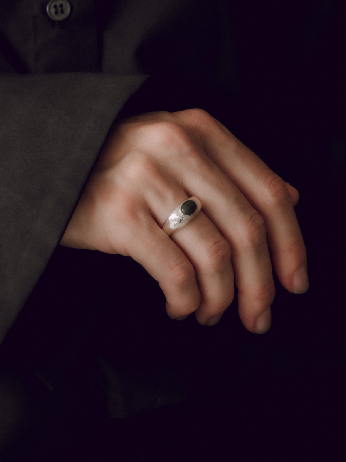 Vimeria | Chunky Ring with Green Agate