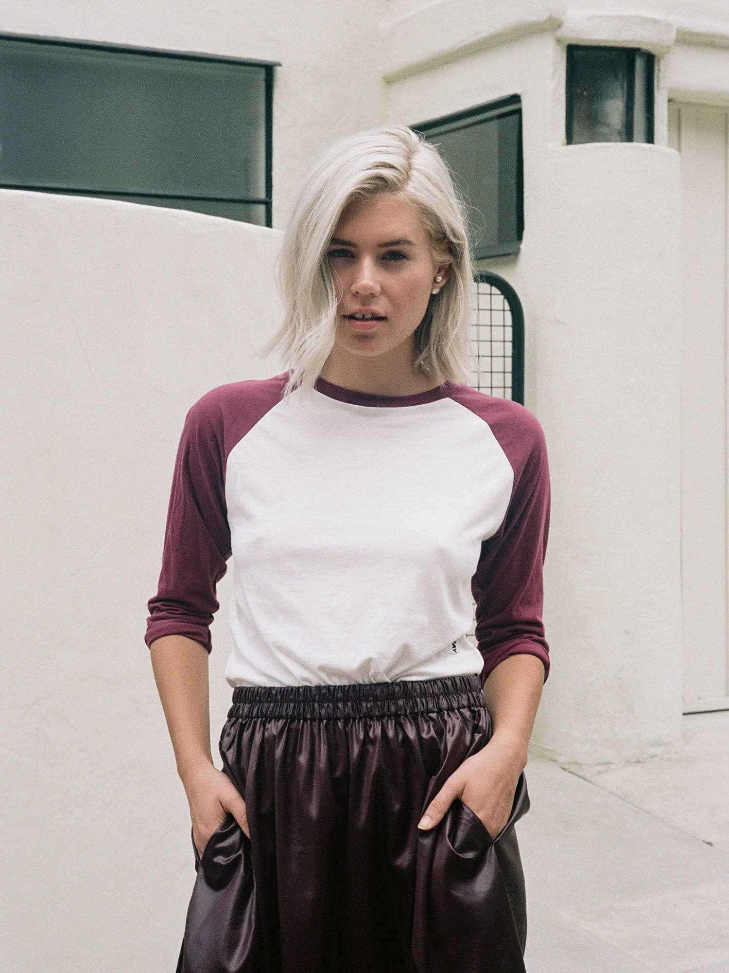 Relaxed-Fit Raglan Baseball T-shirt - Rouge/White