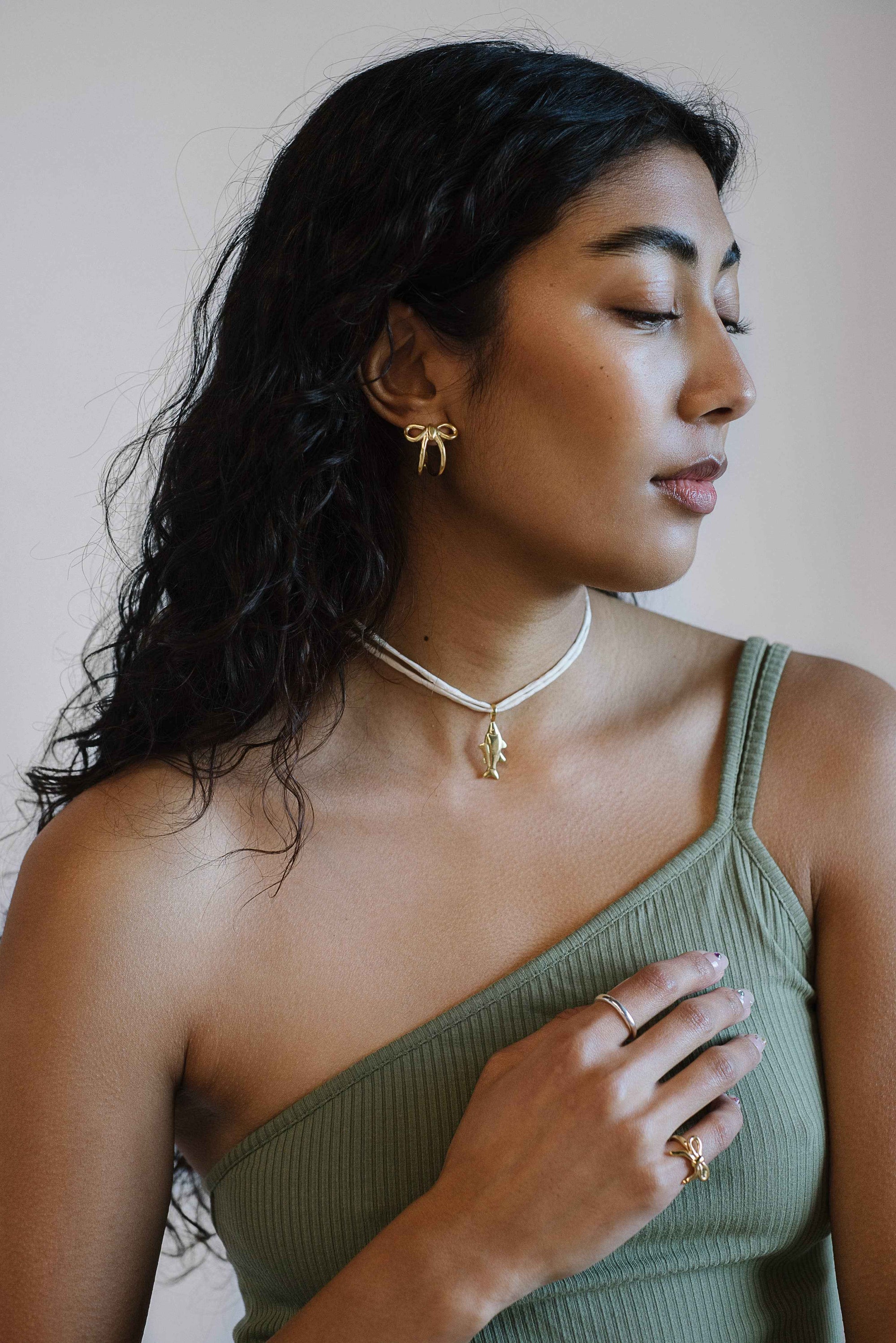 Lucky Fish on Raw Silk | Gold/Chartreuse
