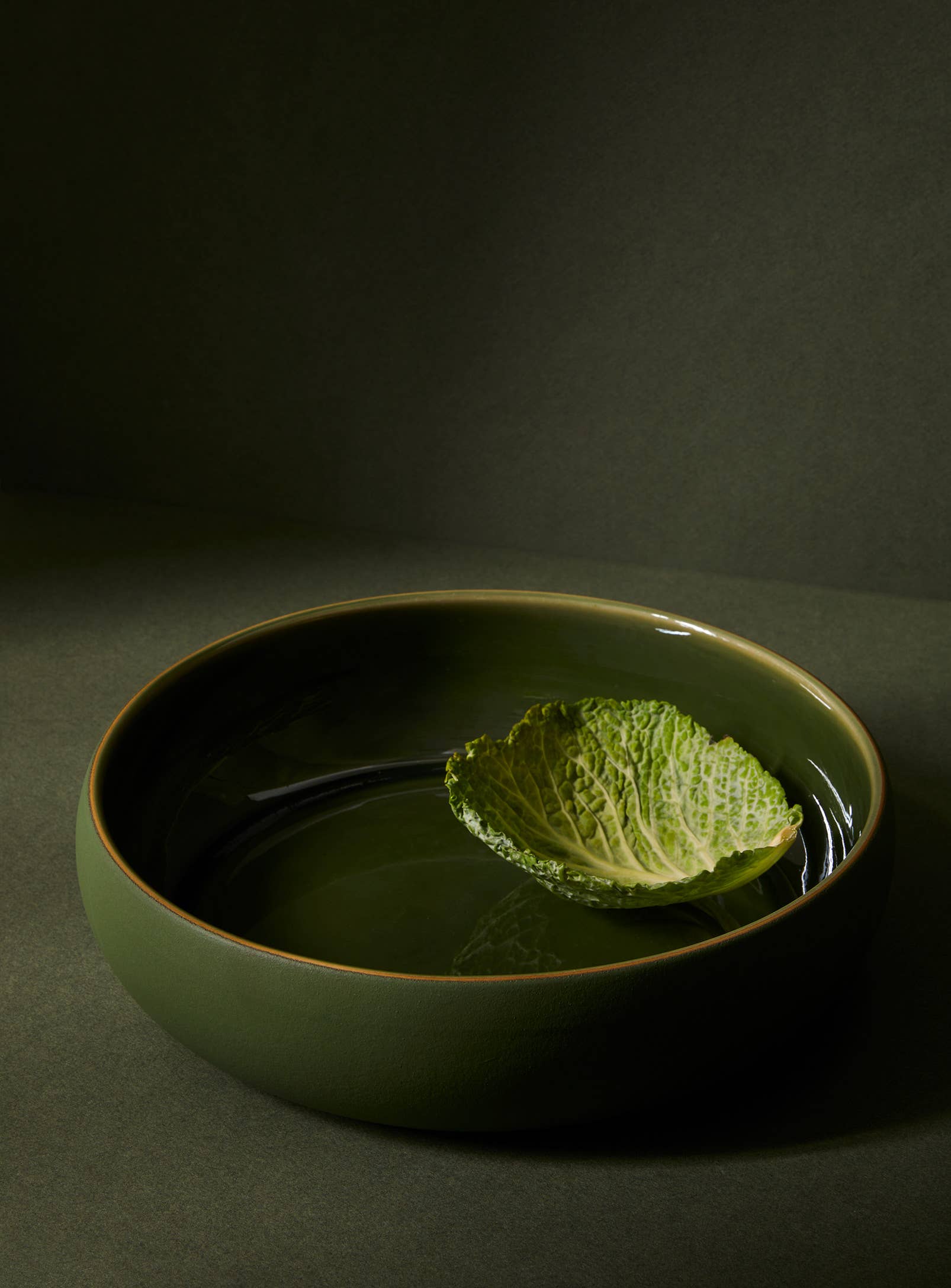 Shallow Serving Bowl | Glazed Green