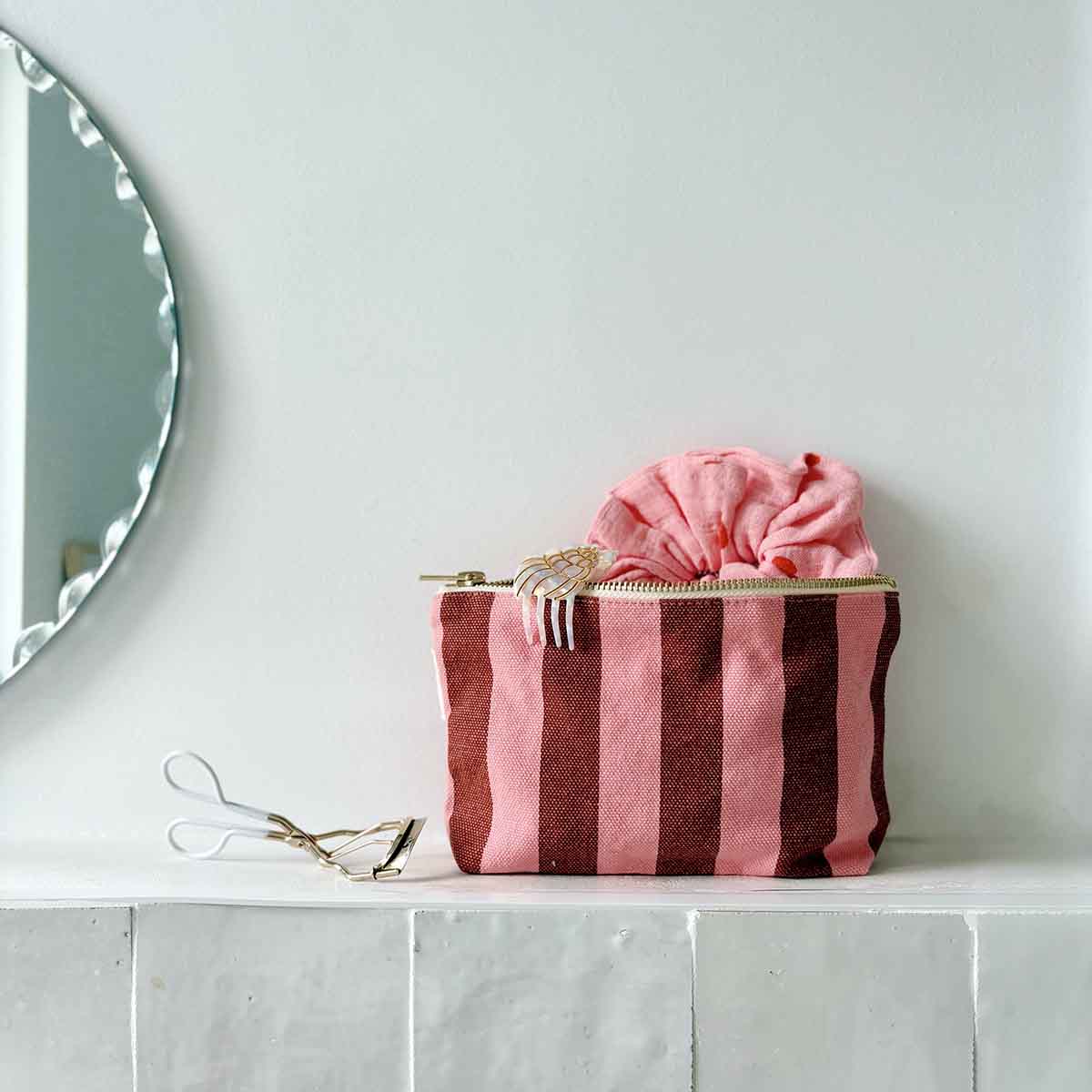 The Midi Pouch | Brick Pink Stripe - Paloma