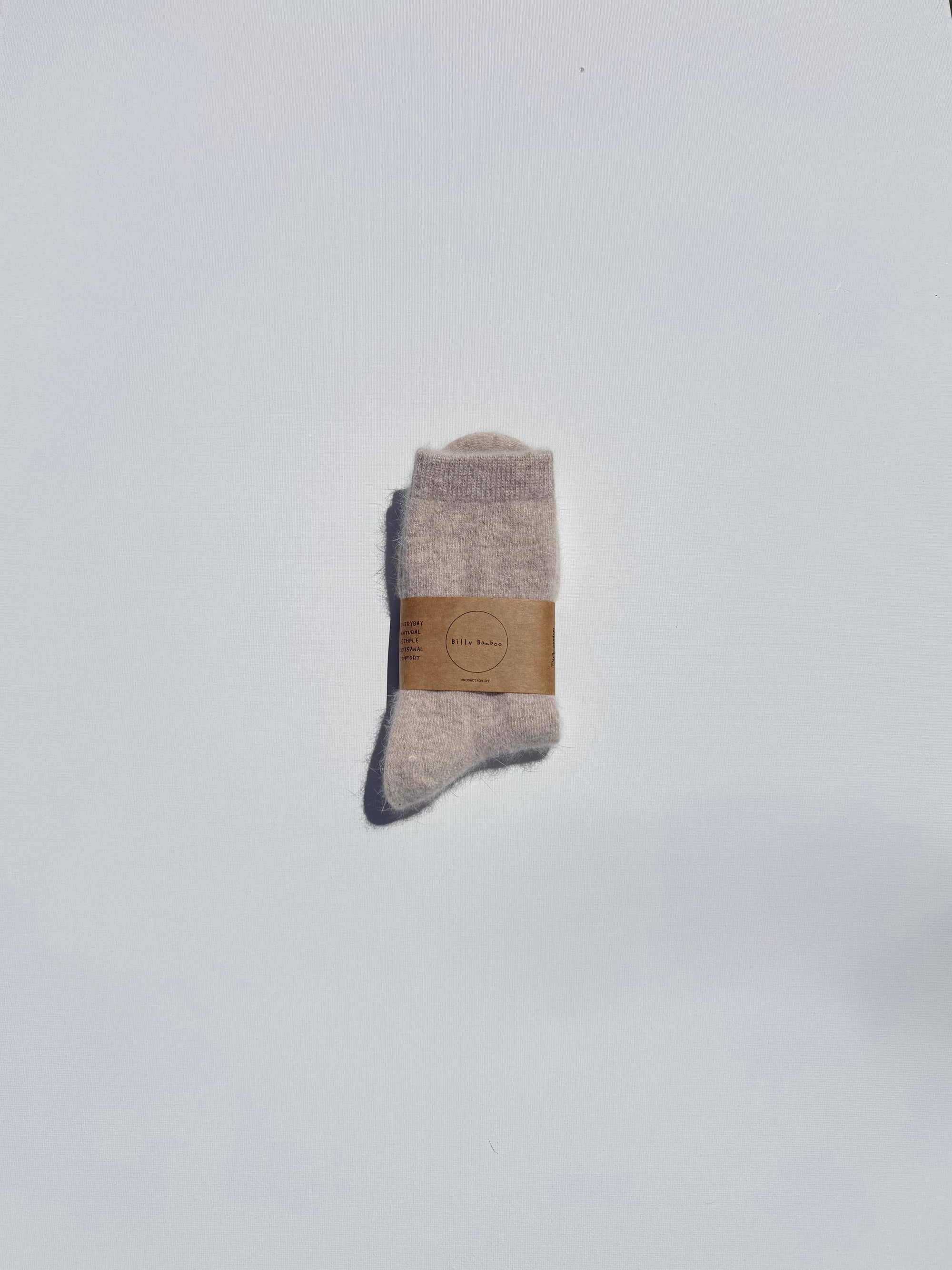 Fluffy Angora Socks | Oatmeal