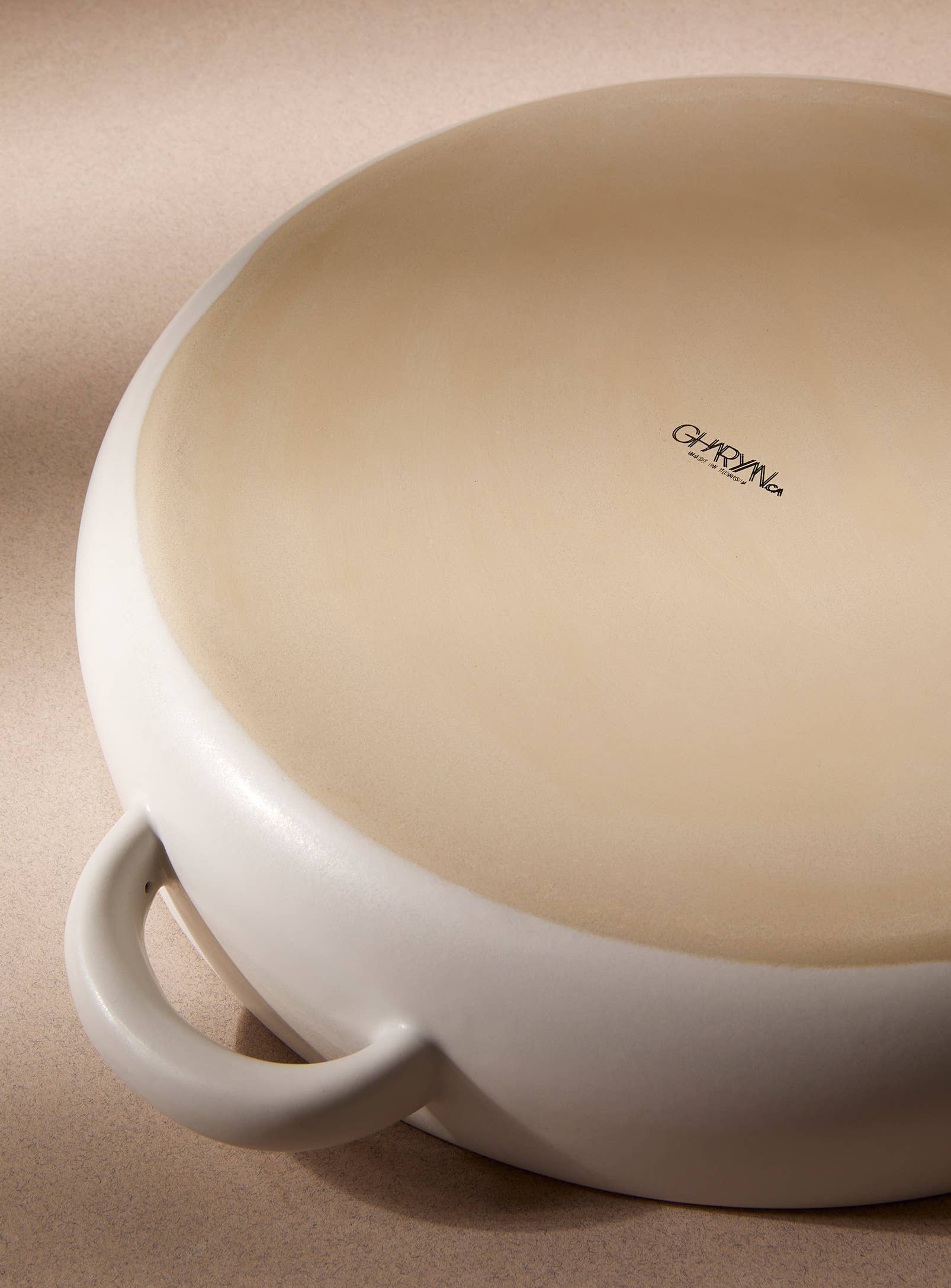 Stoneware Serving Plate with Handles | Matte White