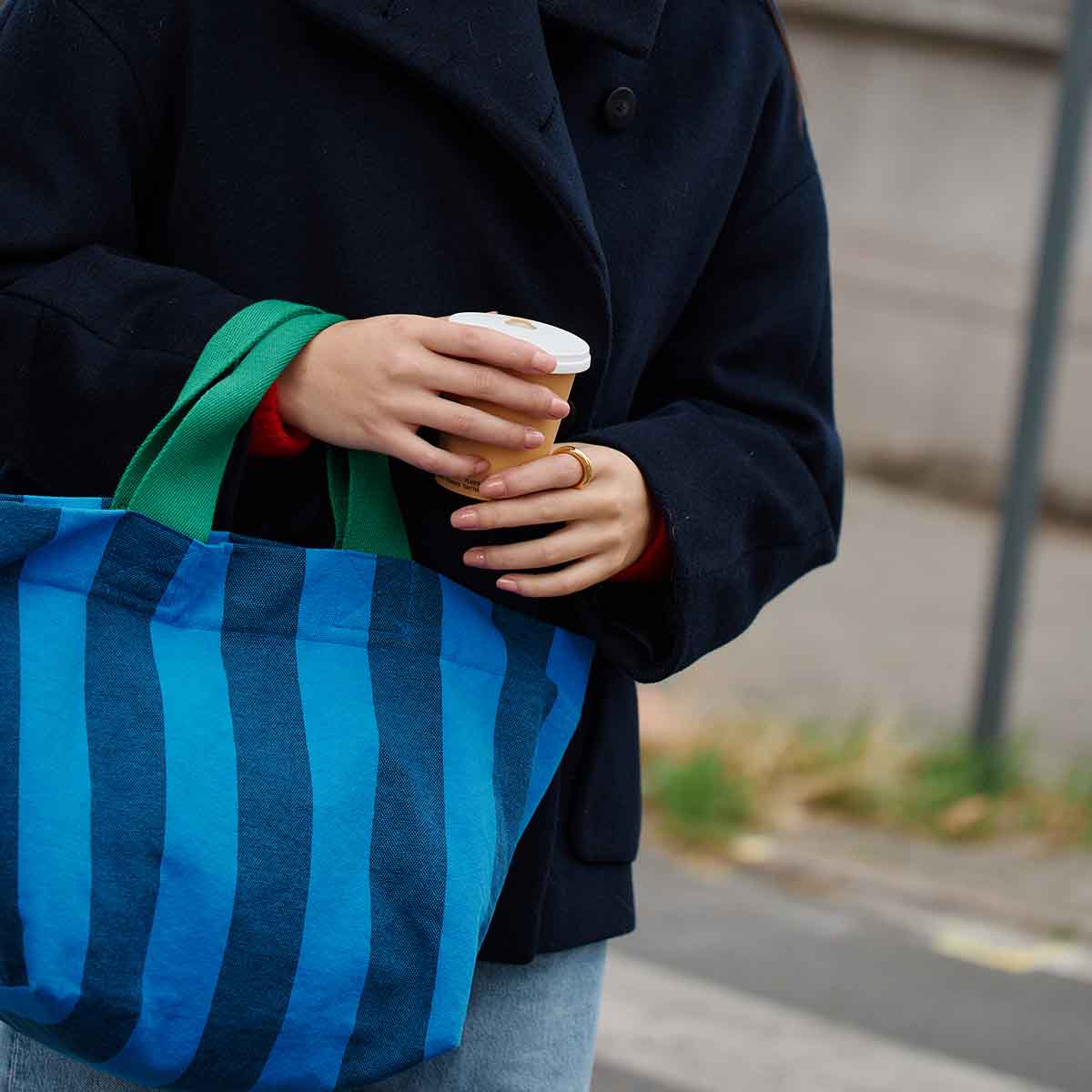 The Zipper Tote | Night Blue Big Stripe