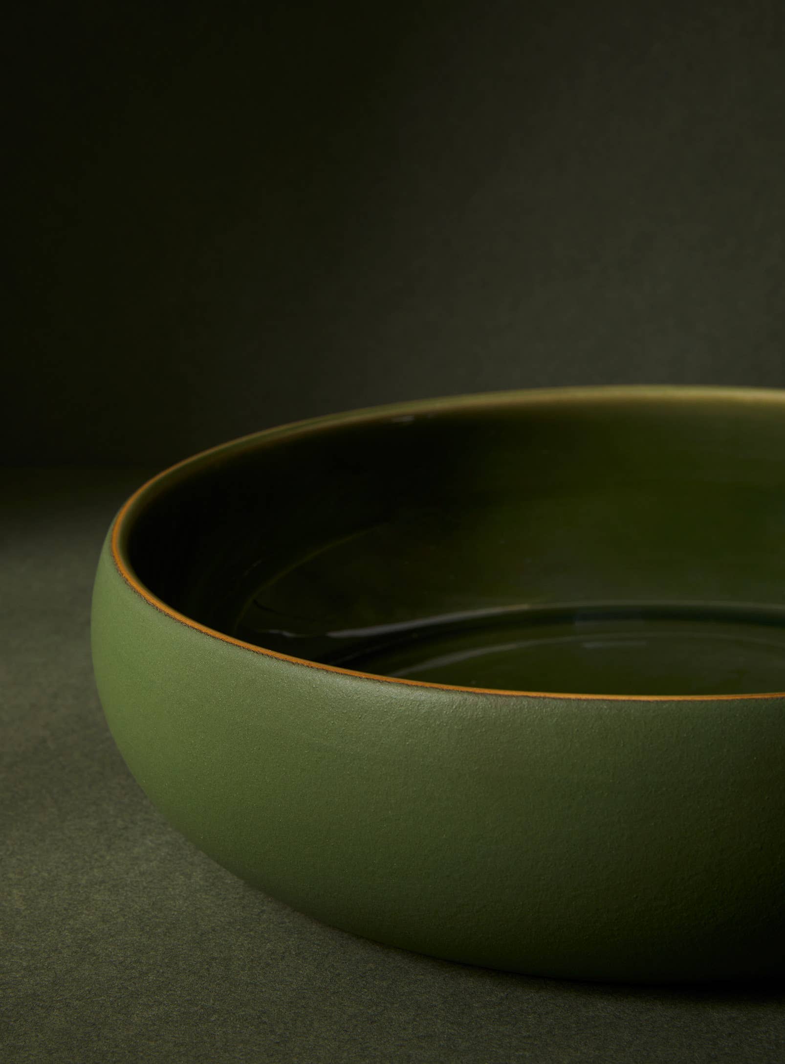 Shallow Serving Bowl | Glazed Green