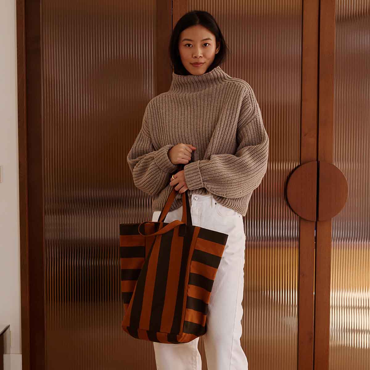 The Tote | Pecan Night Big Stripe