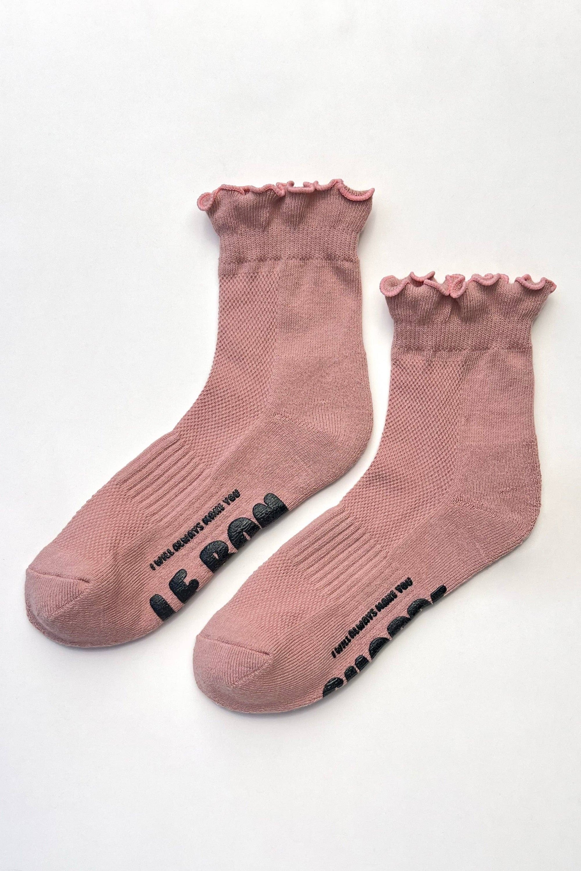Le Bon Shoppe| Ruffled Hugger Crew Socks | Vintage Pink