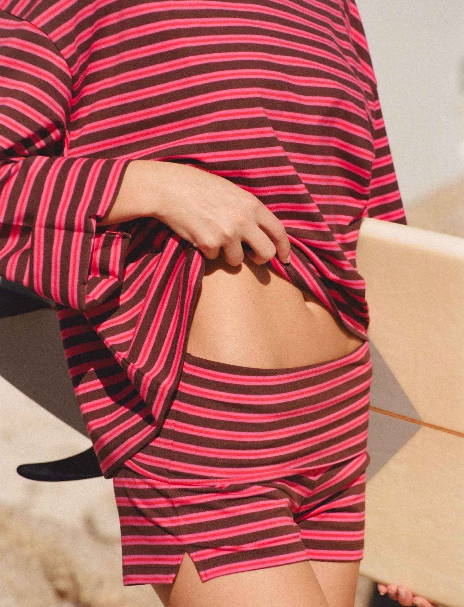 Apres June | Striped Long Sleeve| Pink Brown