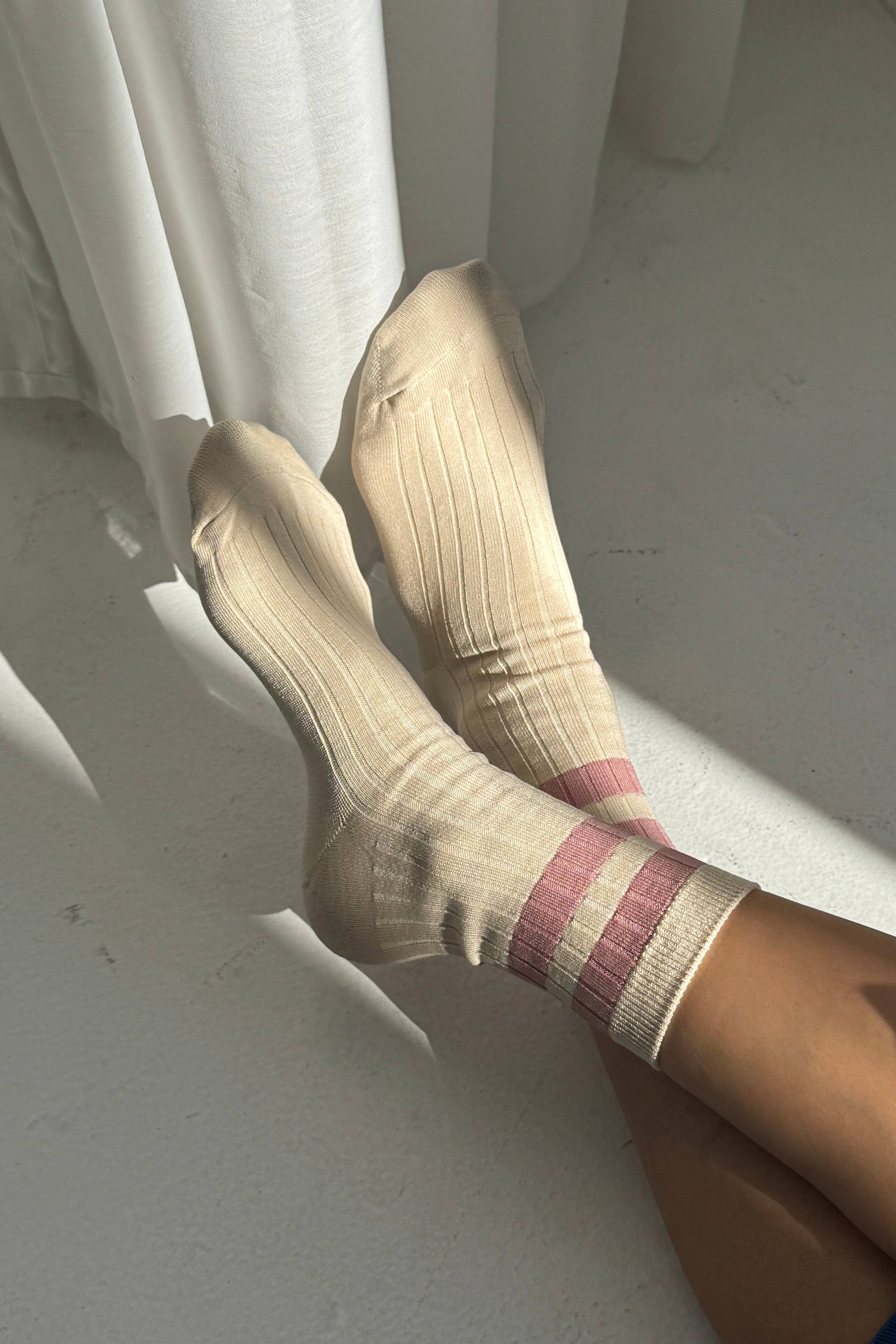 Le Bon Shoppe | Her Varsity Sock| Cream Rose