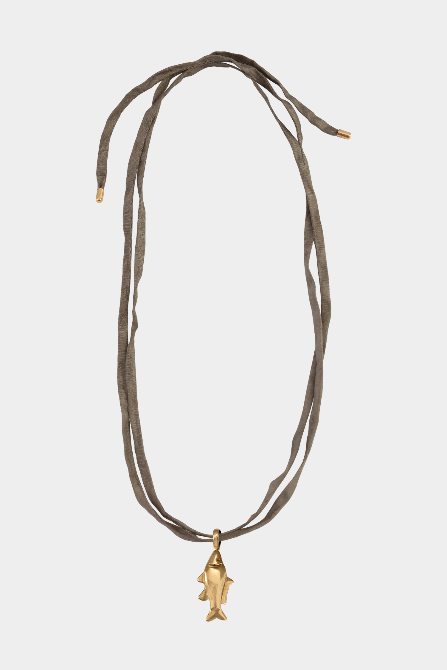 Lucky Fish on Raw Silk | Gold/Mocha
