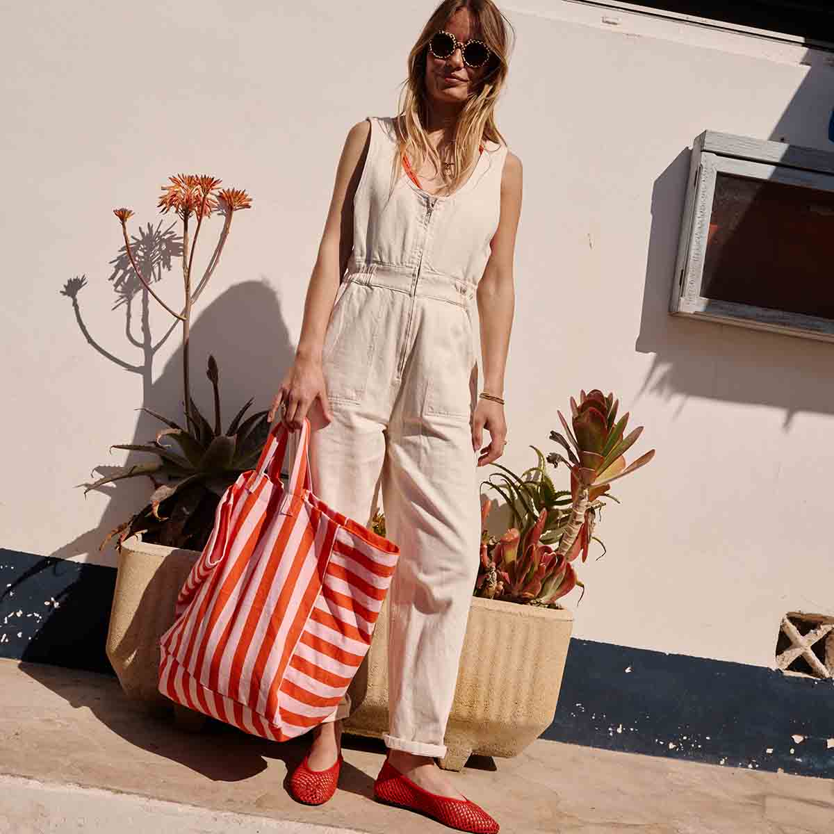 The Big Bag | Tomato Candy Pink Stripe