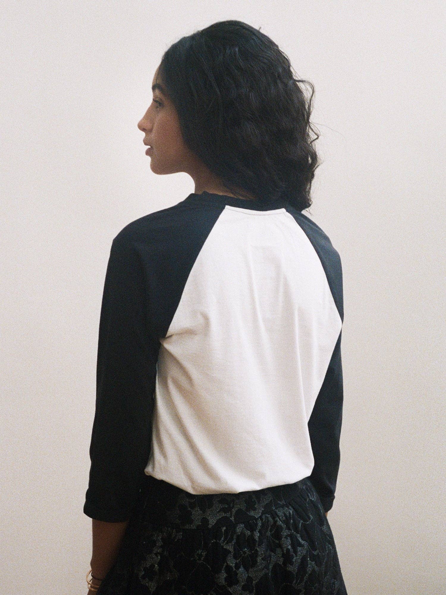 Tomorrow in a Year| Raglan Baseball Tee| Black/White