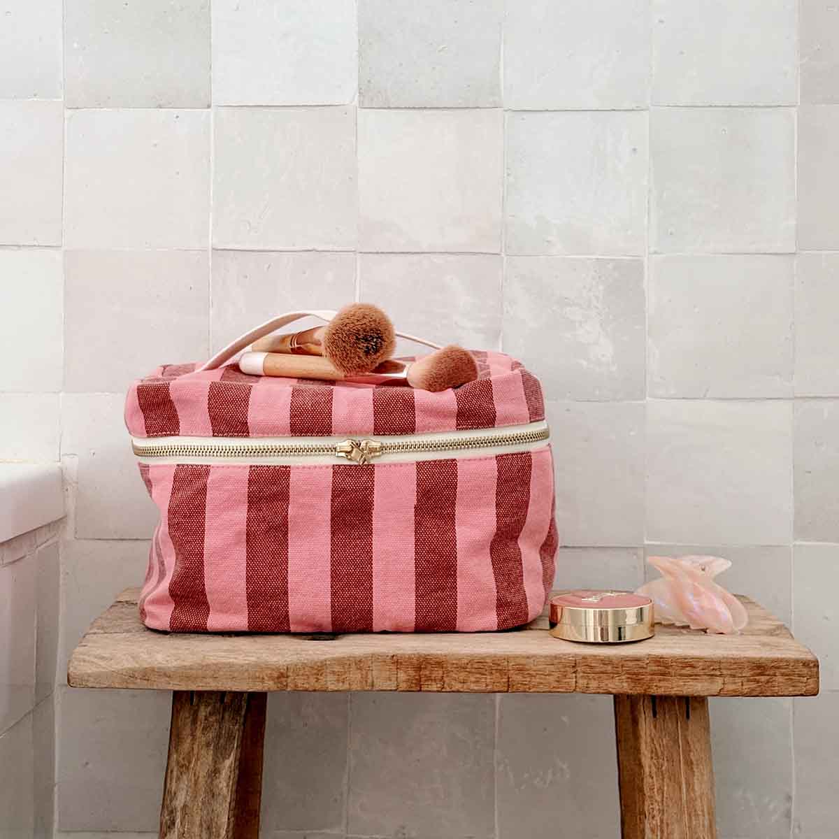 The Vanity Case | Brick Pink Stripe - Paloma