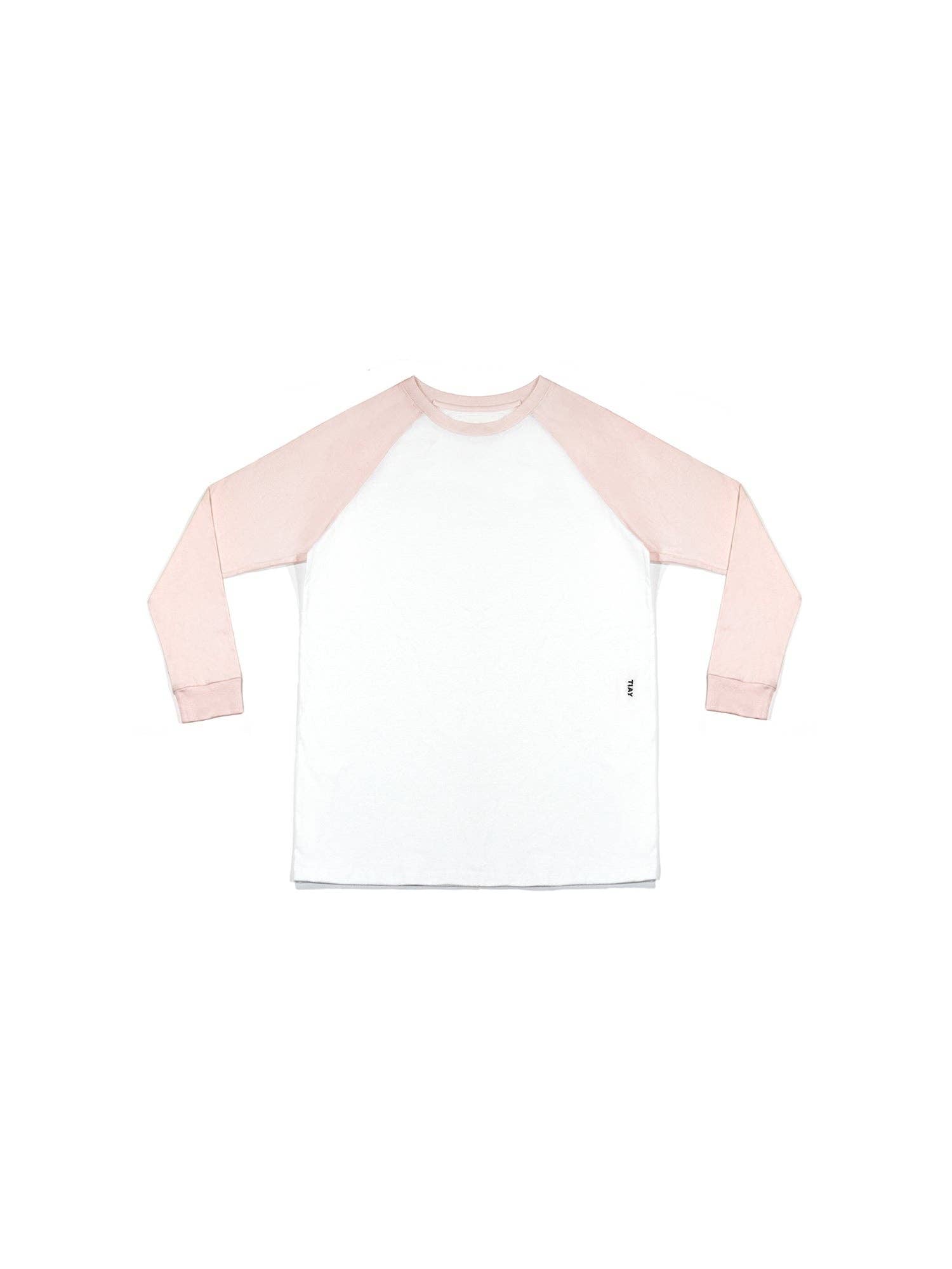 Tomorrow in a Year| Loose Fit Raglan Baseball Tee| Blush/White