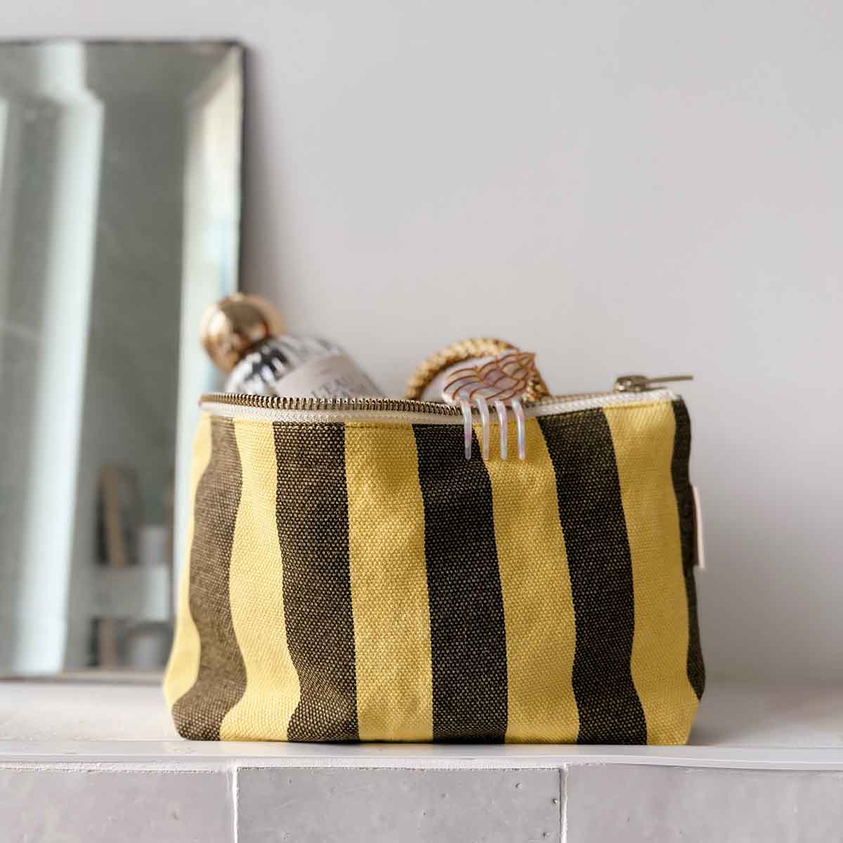 The Midi Pouch | Lemon Olive Stripe - Paloma